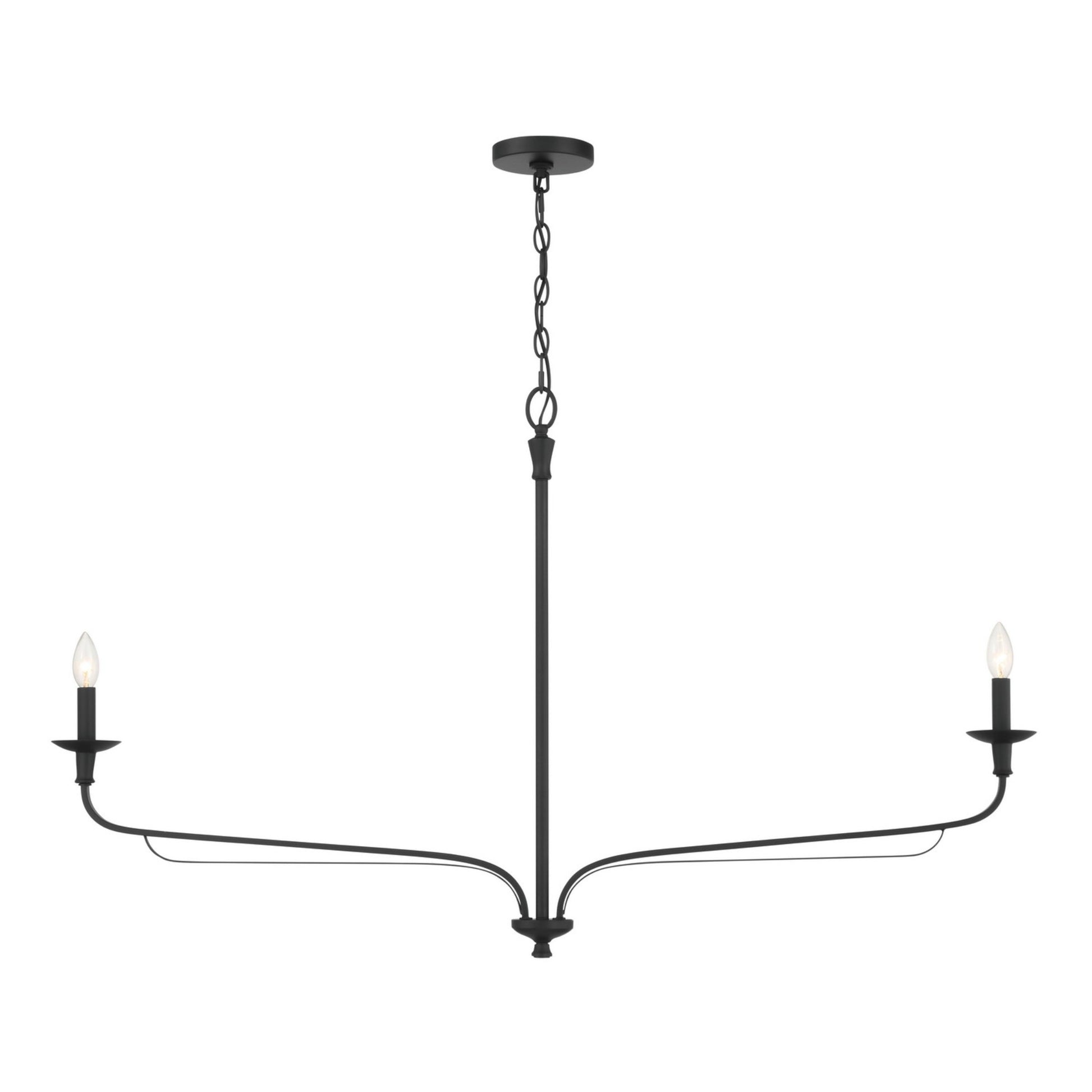 Velena 50" 2-Light Chandelier, Dark Matte Black Finish - Bees Lighting