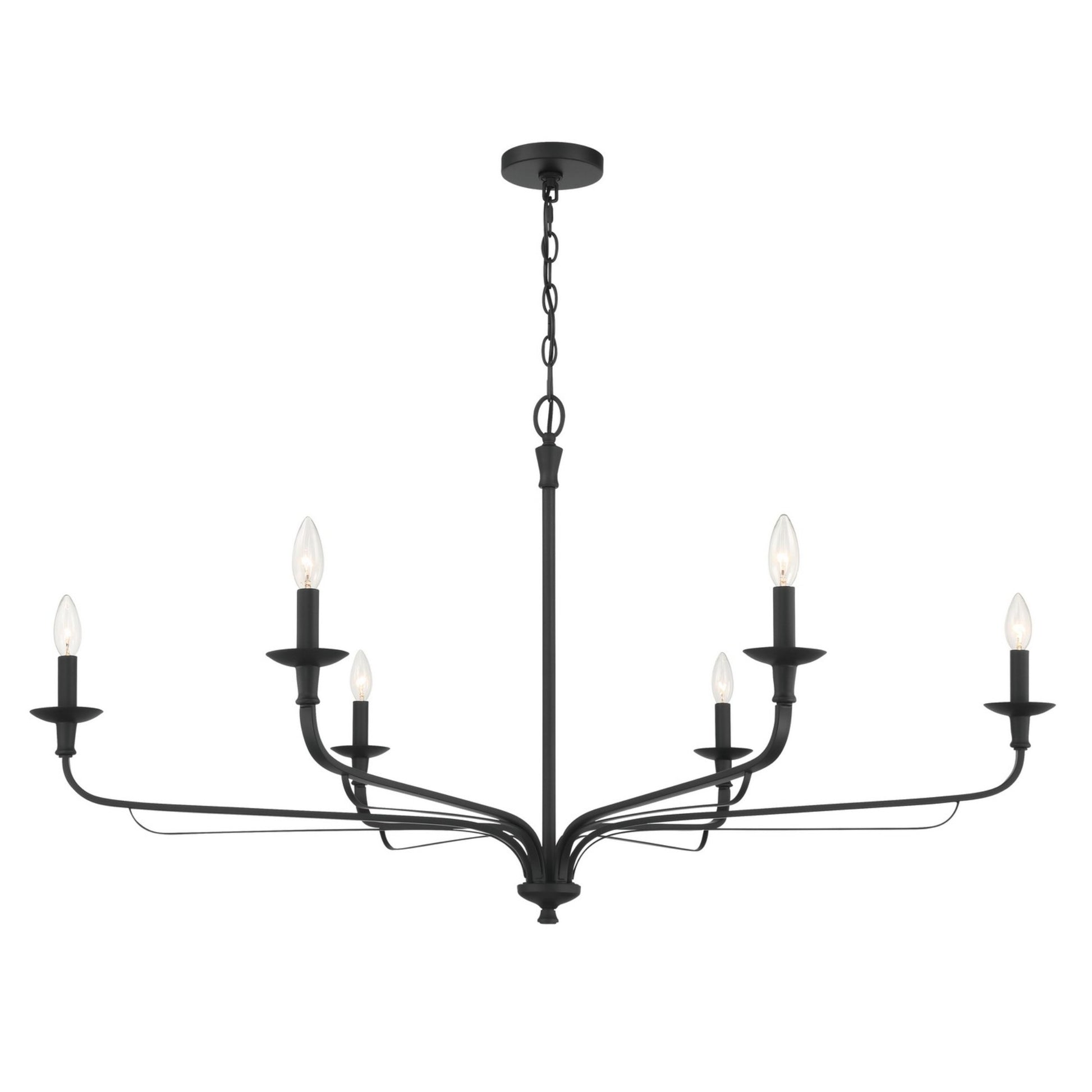 Velena 47" 6-Light Chandelier, Dark Matte Black Finish - Bees Lighting