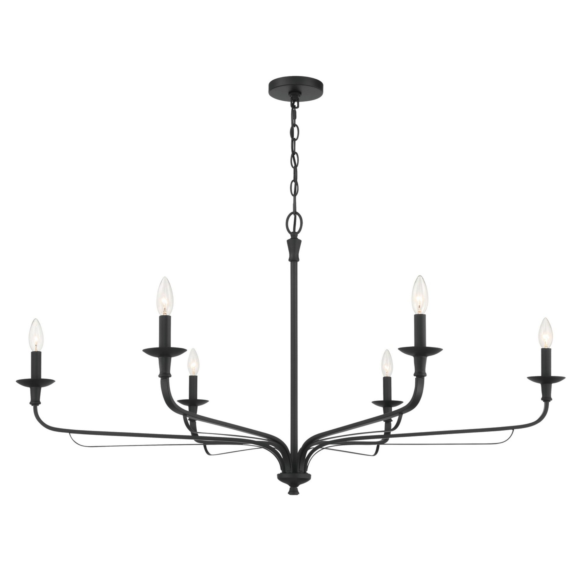 Velena 47" 6-Light Chandelier, Dark Matte Black Finish - Bees Lighting
