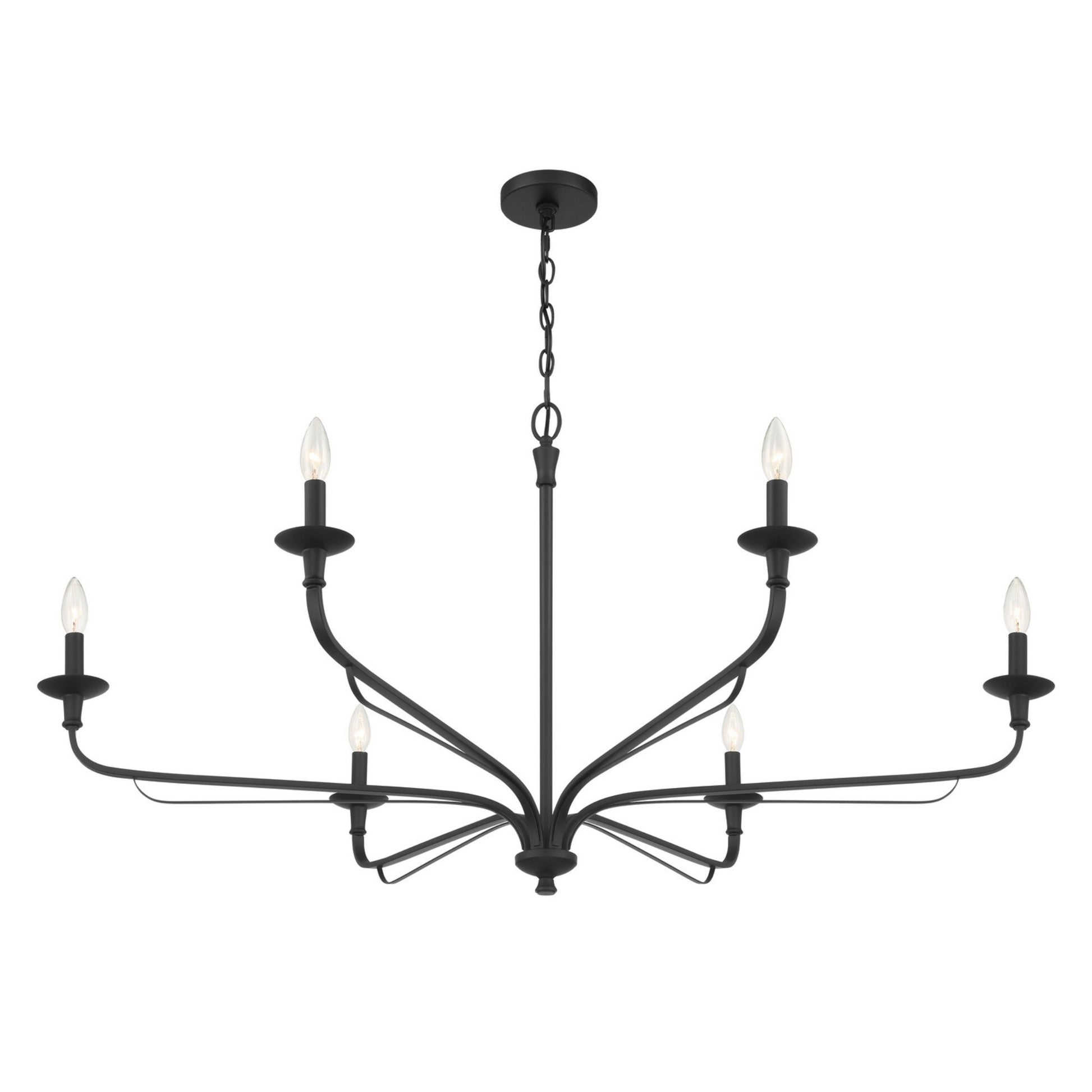 Velena 47" 6-Light Chandelier, Dark Matte Black Finish - Bees Lighting