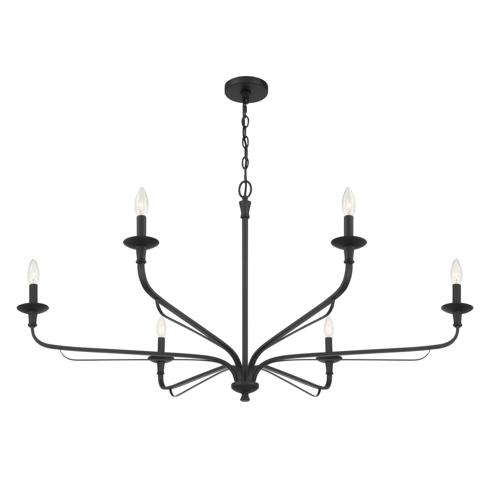 Velena 47" 6-Light Chandelier, Dark Matte Black Finish - Bees Lighting
