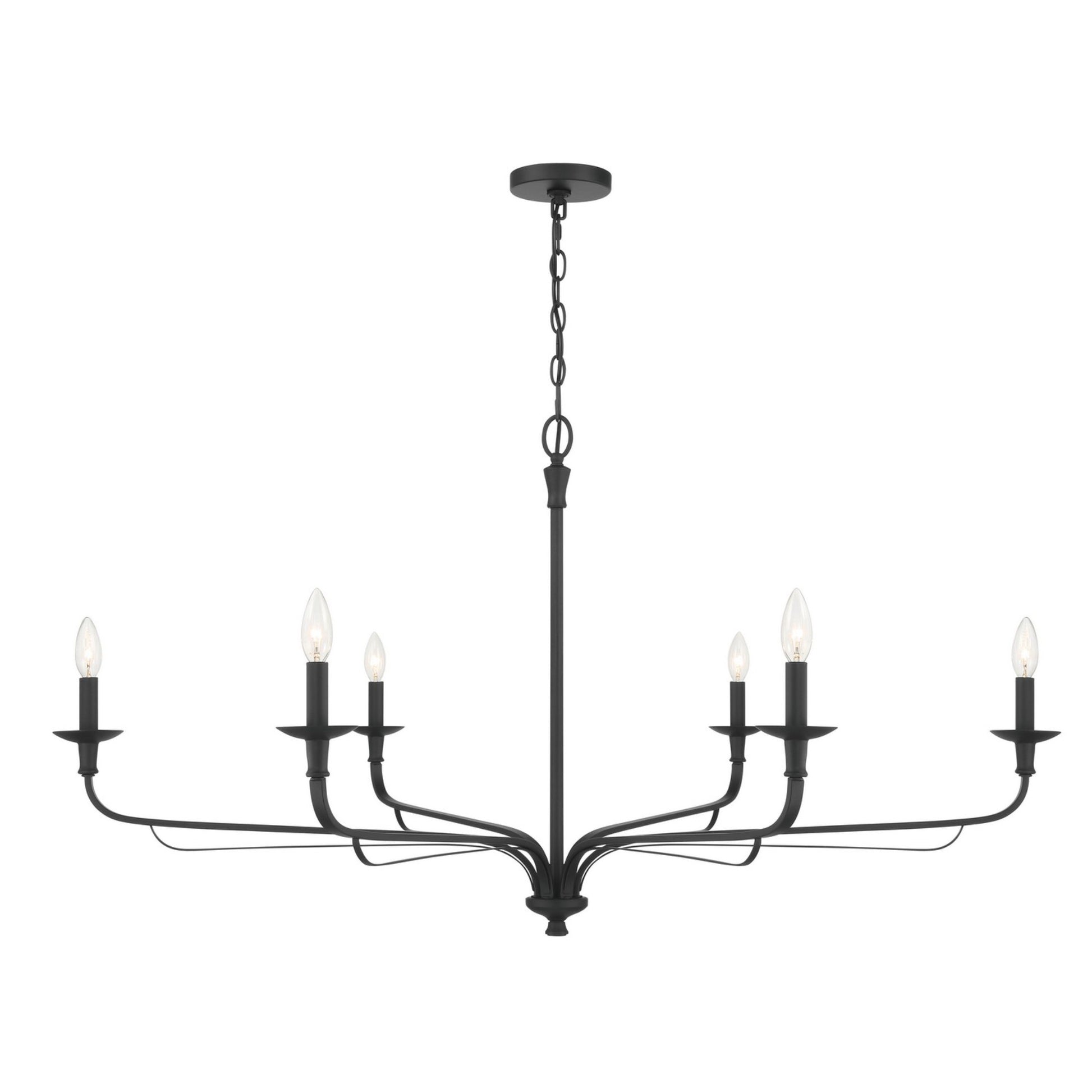 Velena 47" 6-Light Chandelier, Dark Matte Black Finish - Bees Lighting