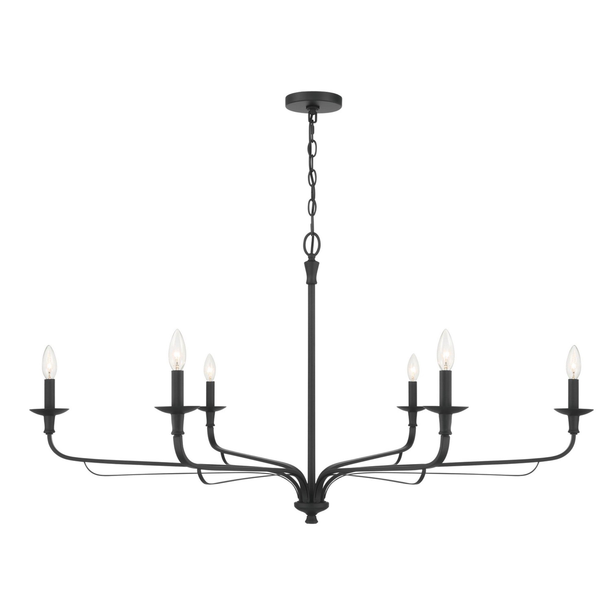Velena 47" 6-Light Chandelier, Dark Matte Black Finish - Bees Lighting