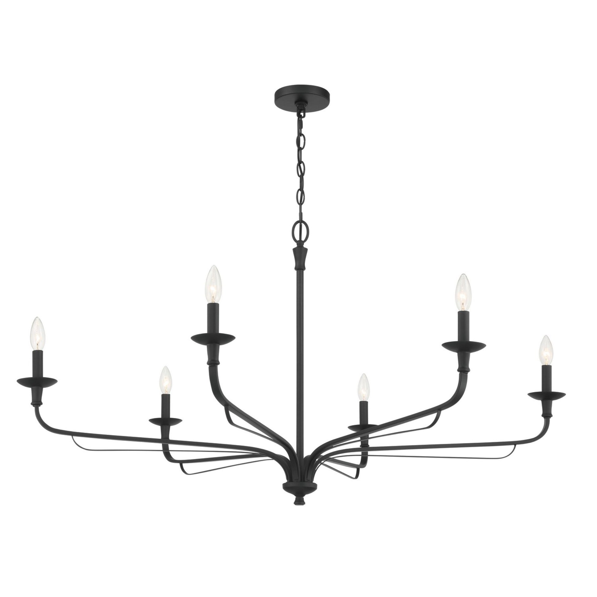 Velena 47" 6-Light Chandelier, Dark Matte Black Finish - Bees Lighting