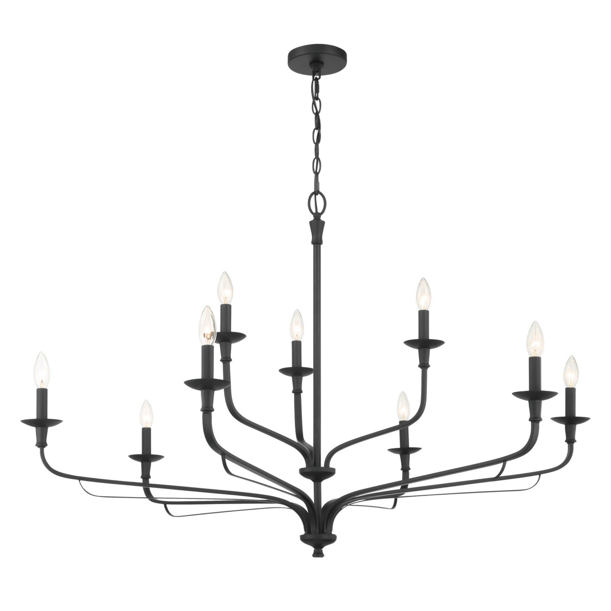 Velena 47" 9-Light Chandelier, Dark Matte Black Finish - Bees Lighting