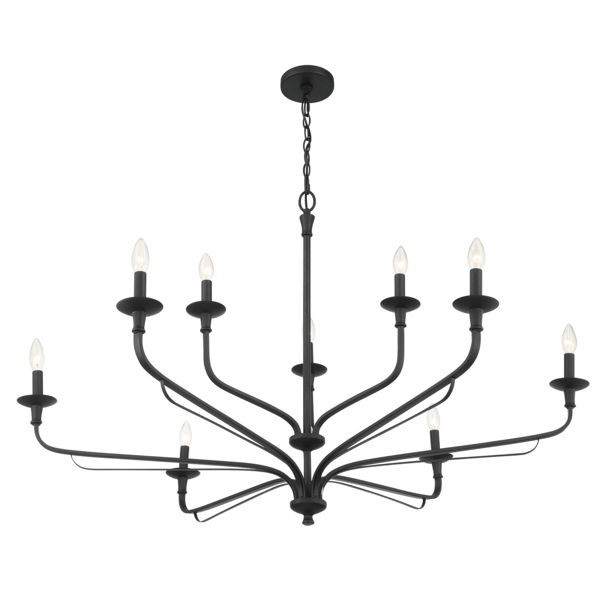 Velena 47" 9-Light Chandelier, Dark Matte Black Finish - Bees Lighting