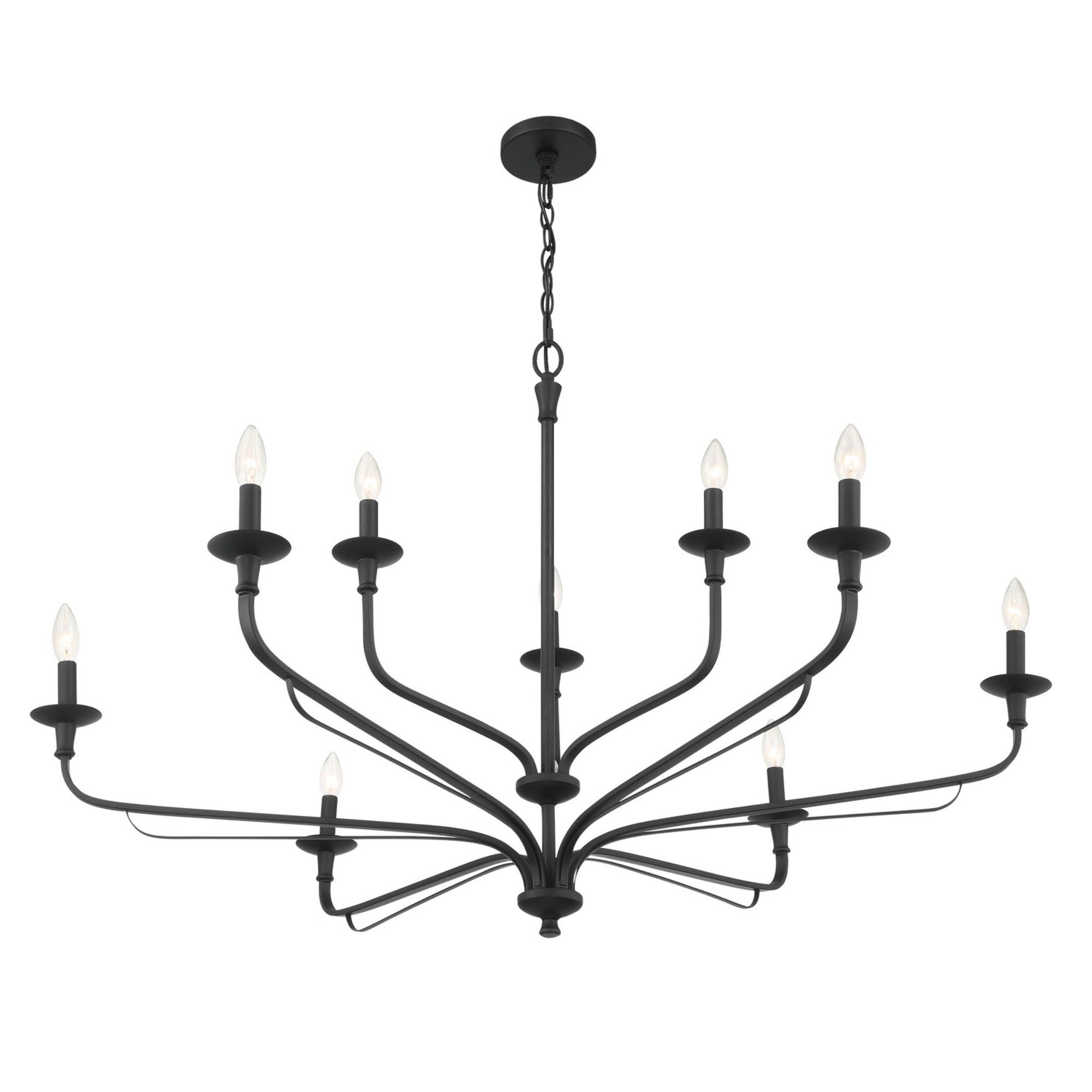 Velena 47" 9-Light Chandelier, Dark Matte Black Finish - Bees Lighting