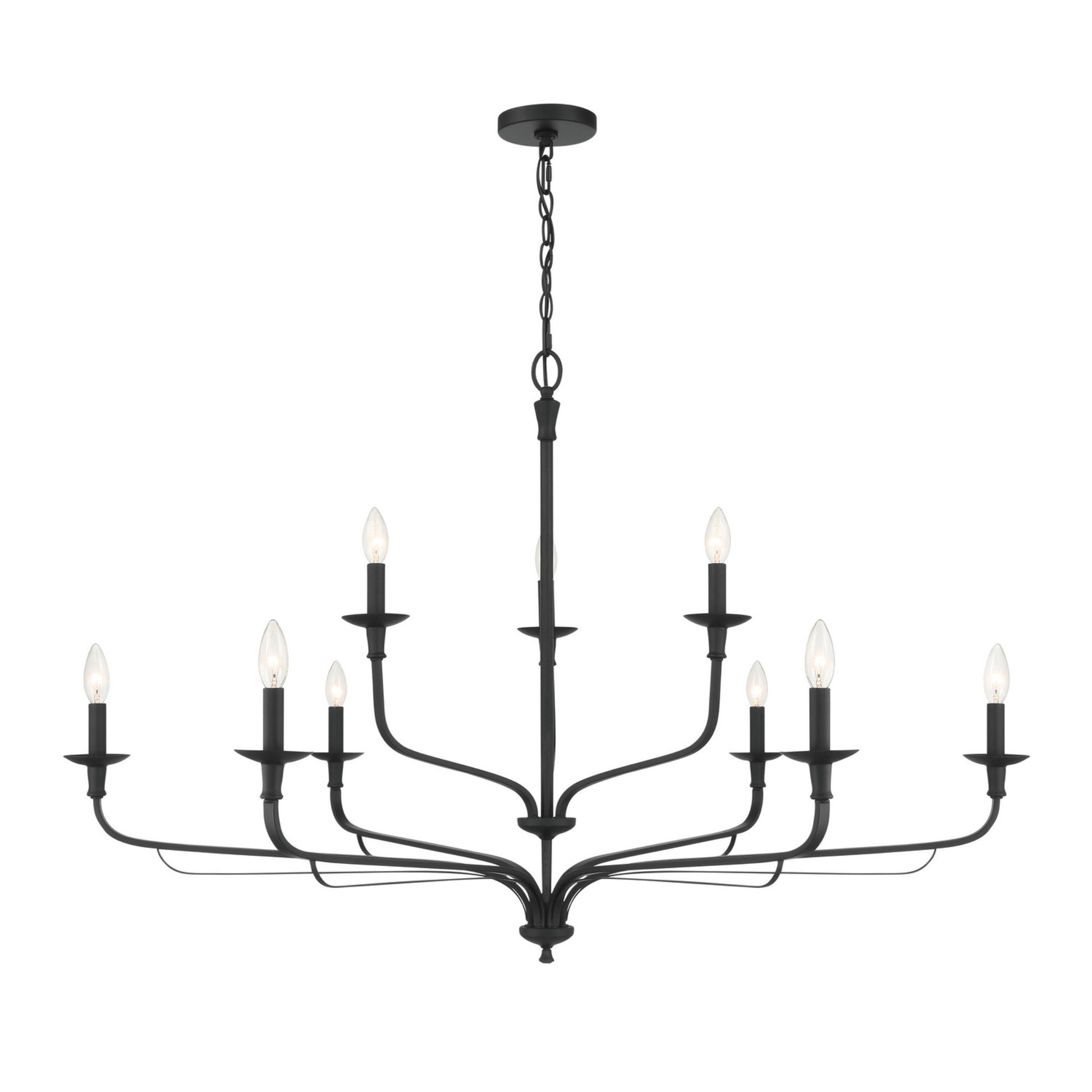 Velena 47" 9-Light Chandelier, Dark Matte Black Finish - Bees Lighting