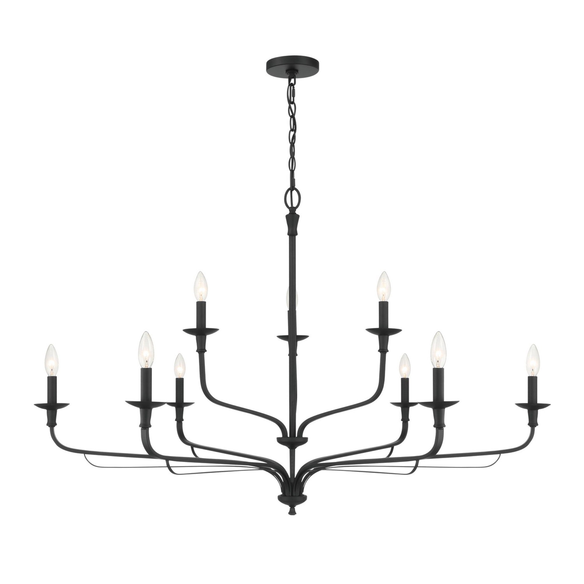 Velena 47" 9-Light Chandelier, Dark Matte Black Finish - Bees Lighting