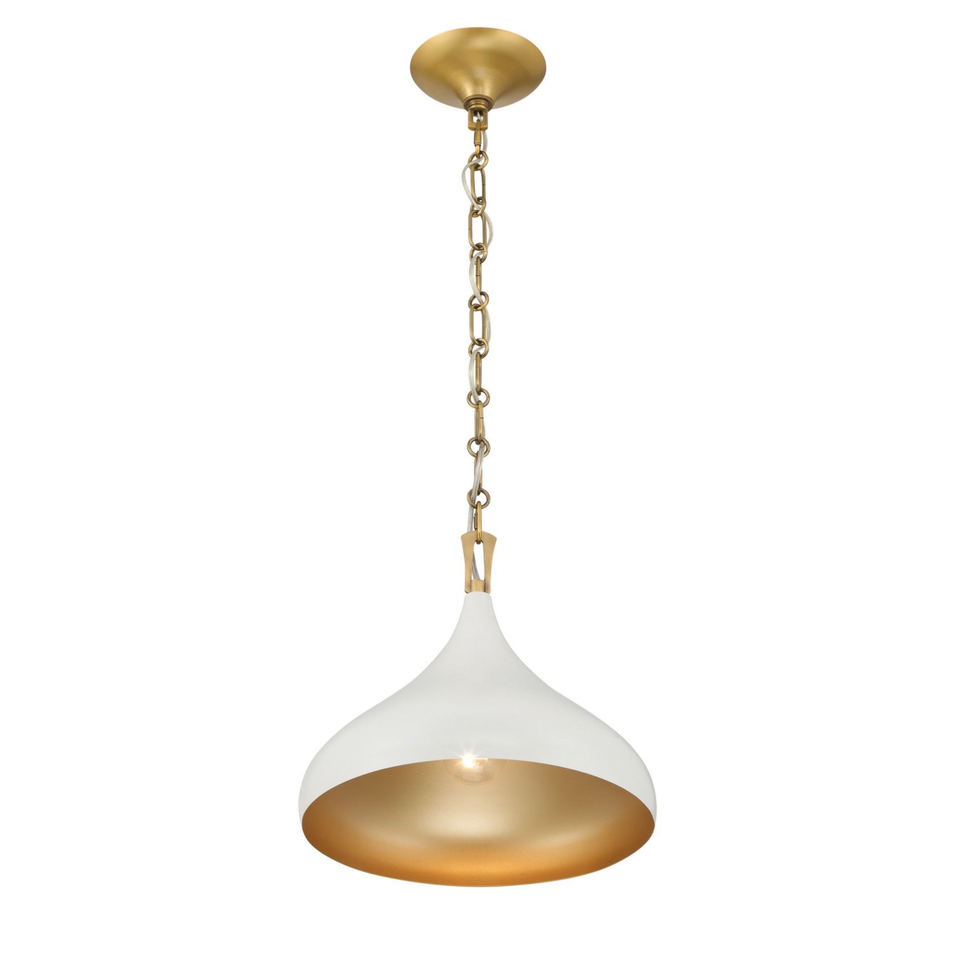 Cedar Lane 13" Pendant, Legacy Brass & Off White Cream Finish - Bees Lighting