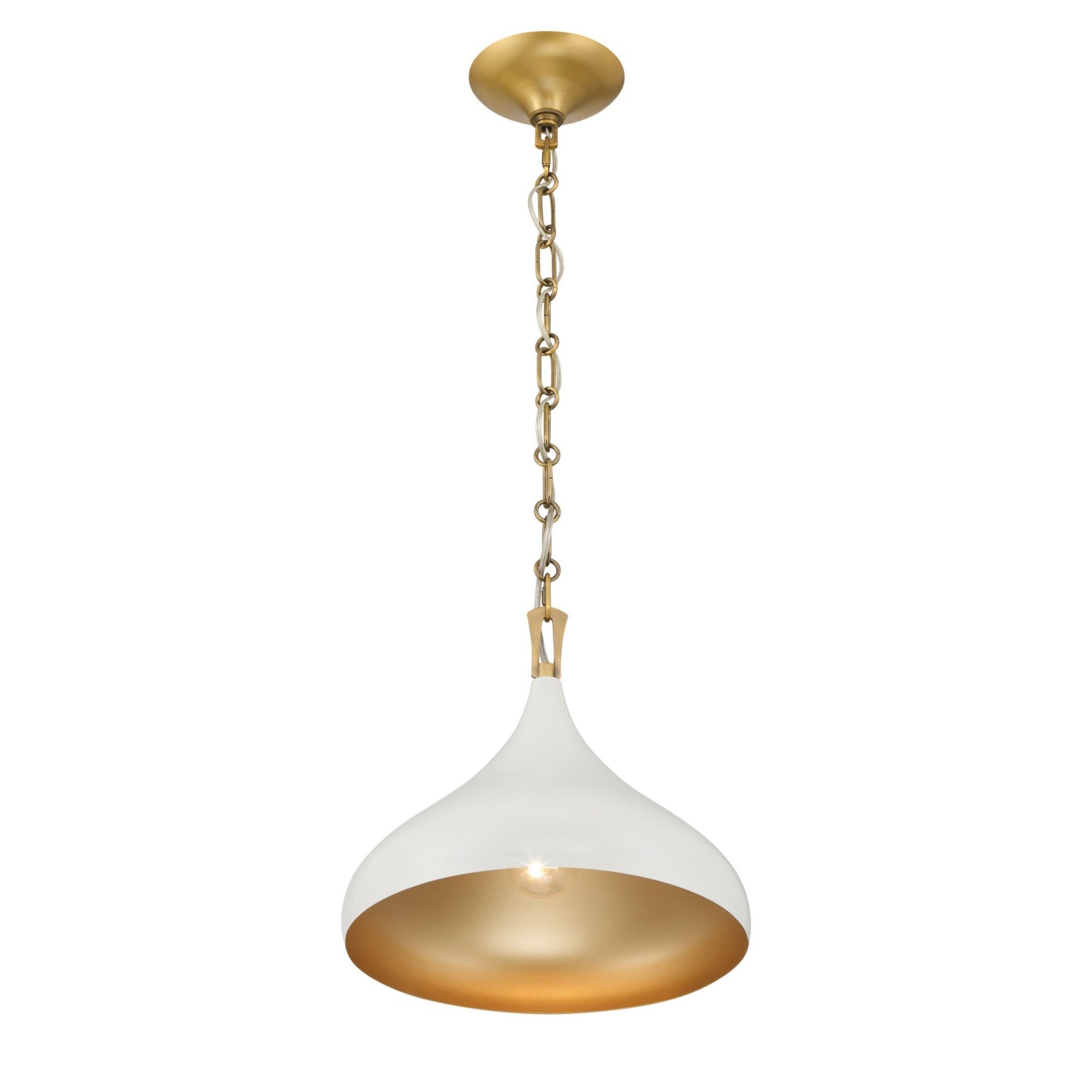Cedar Lane 13" Pendant, Legacy Brass & Off White Cream Finish - Bees Lighting