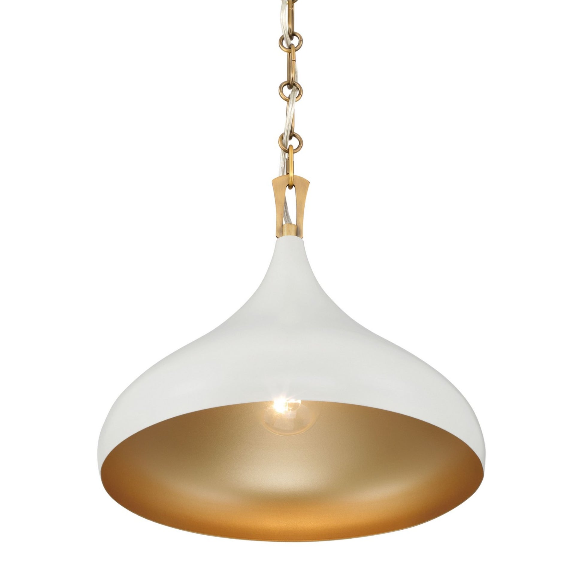 Cedar Lane 13" Pendant, Legacy Brass & Off White Cream Finish - Bees Lighting
