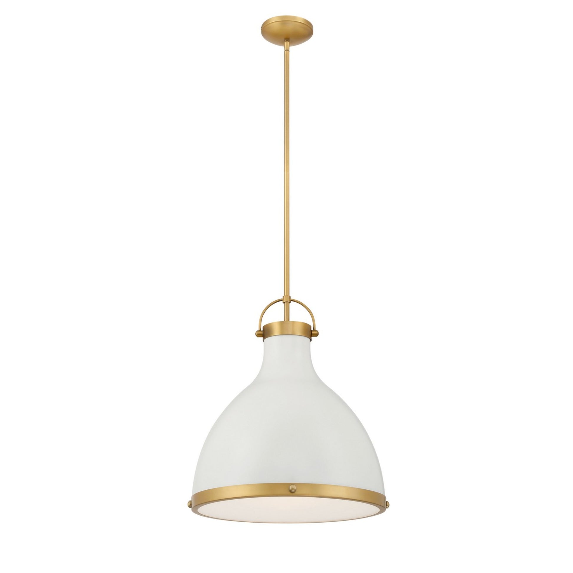 Lynk 17" Pendant, Legacy Brass & Off White Cream Finish - Bees Lighting