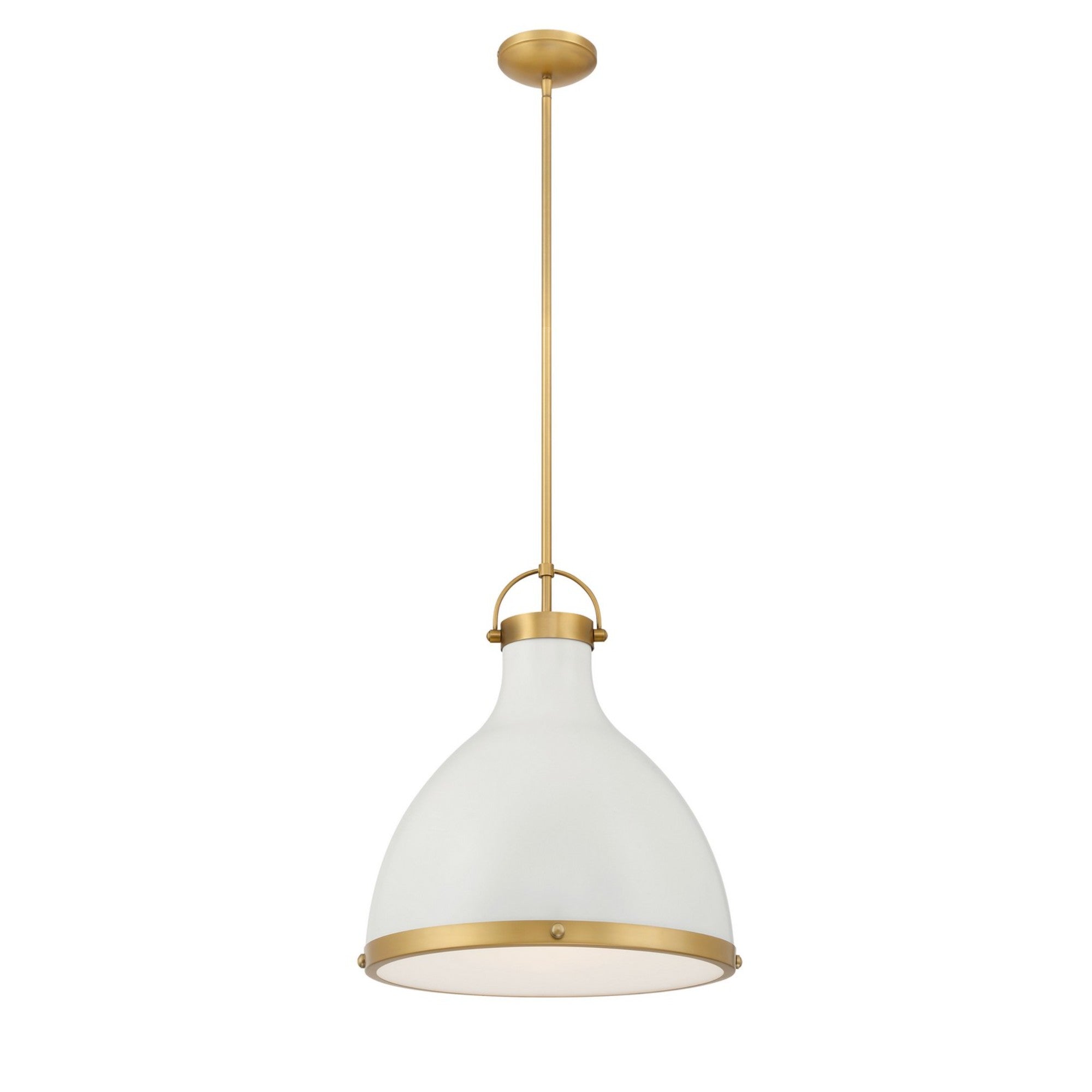 Lynk 17" Pendant, Legacy Brass & Off White Cream Finish - Bees Lighting