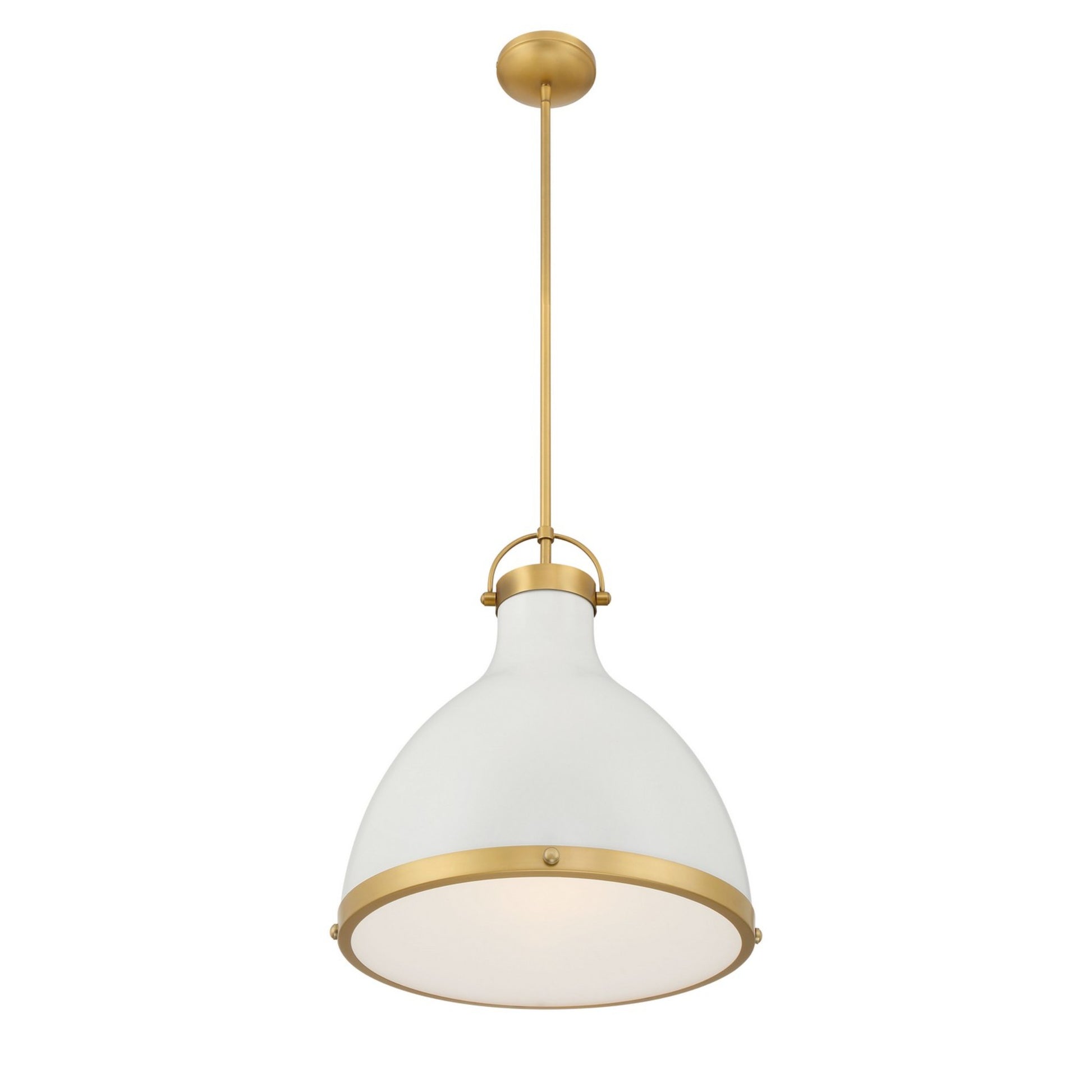 Lynk 17" Pendant, Legacy Brass & Off White Cream Finish - Bees Lighting