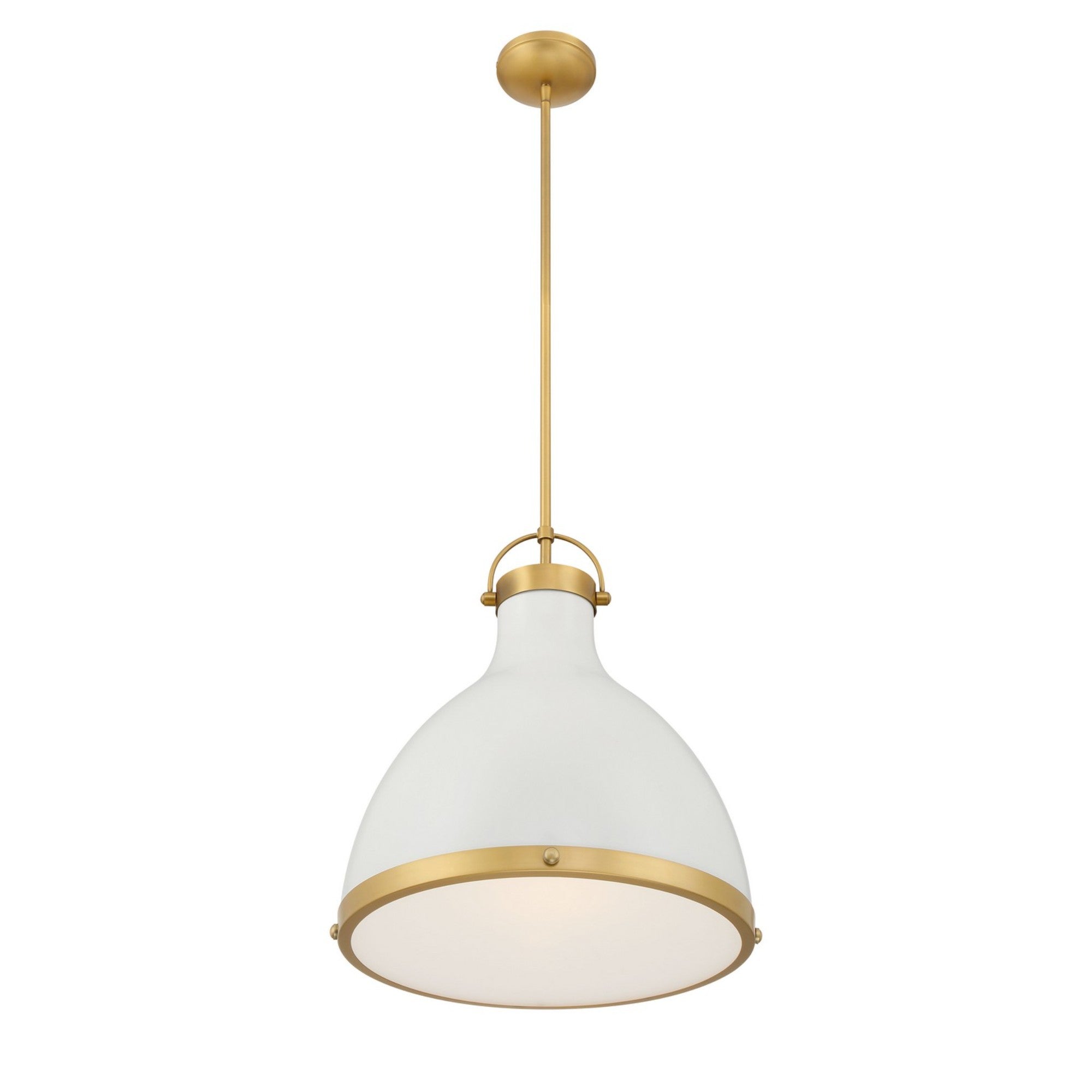 Lynk 17" Pendant, Legacy Brass & Off White Cream Finish - Bees Lighting