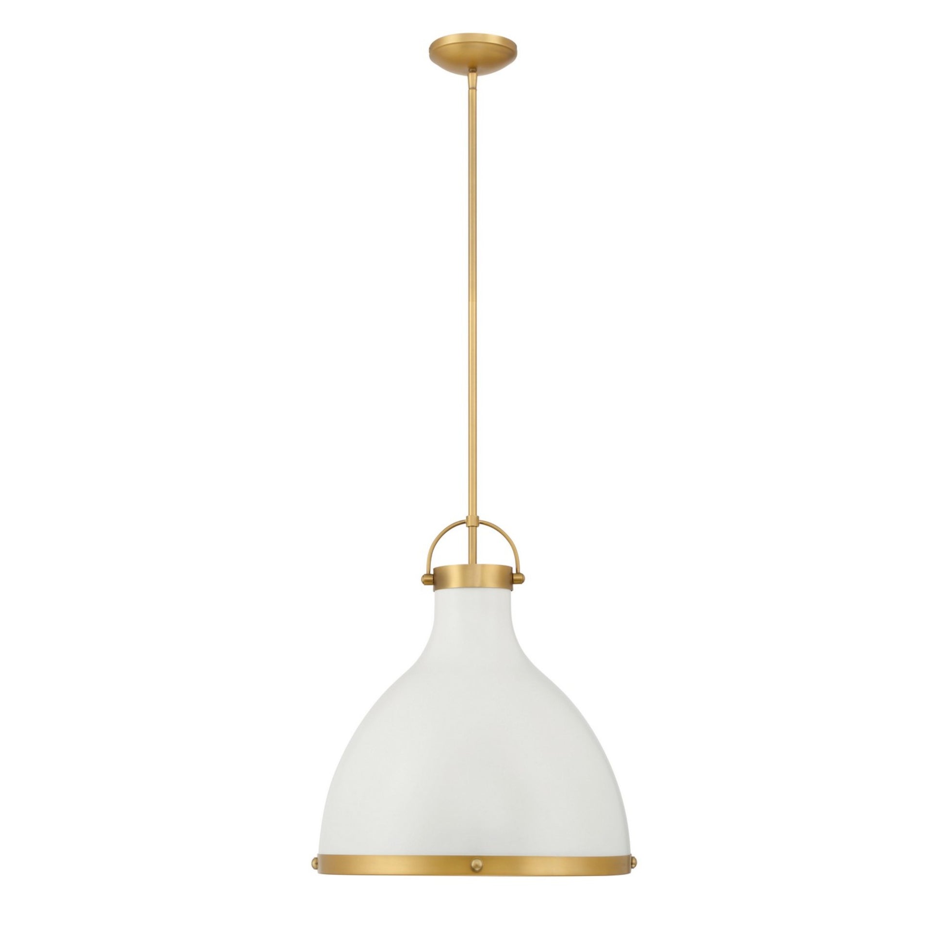 Lynk 17" Pendant, Legacy Brass & Off White Cream Finish - Bees Lighting