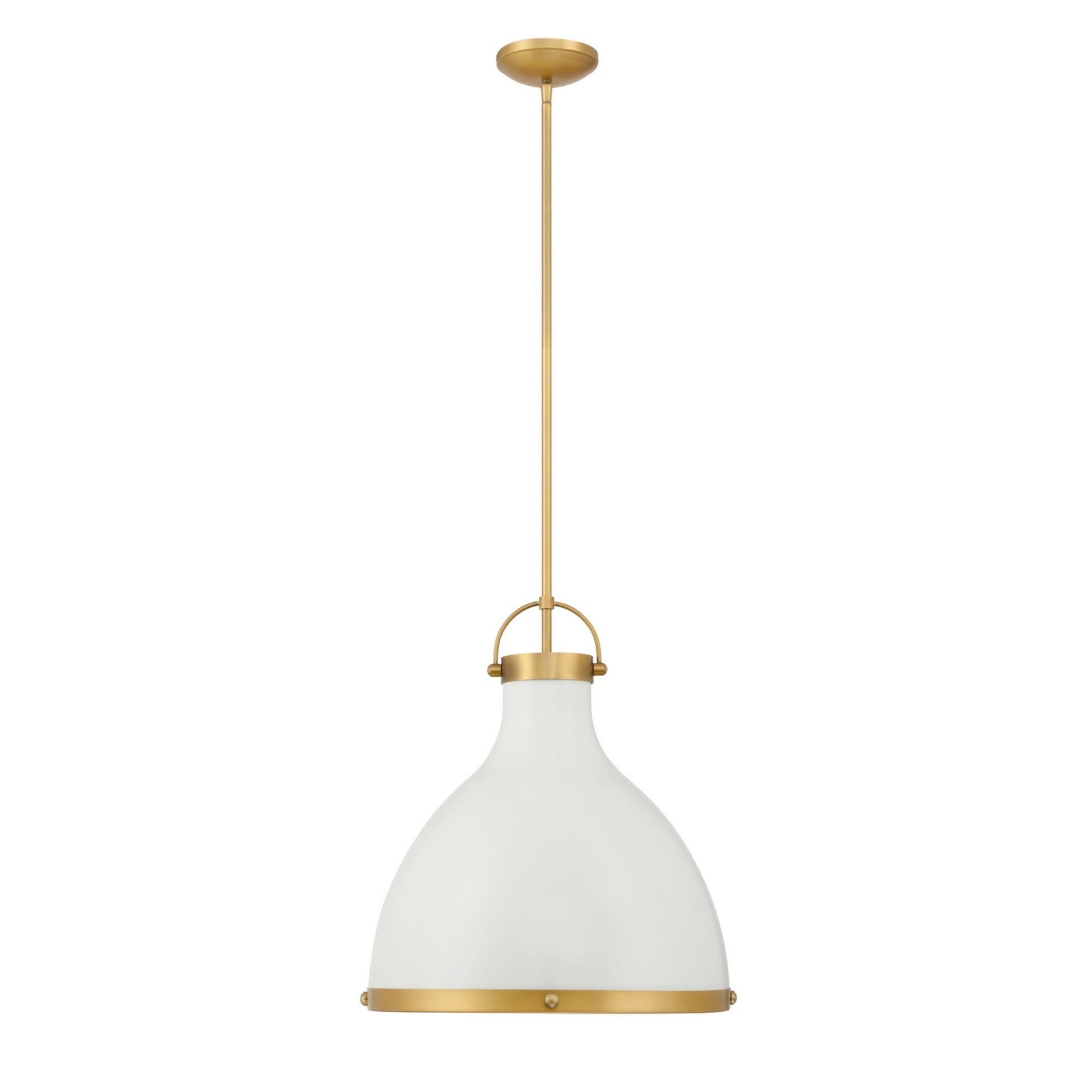 Lynk 17" Pendant, Legacy Brass & Off White Cream Finish - Bees Lighting