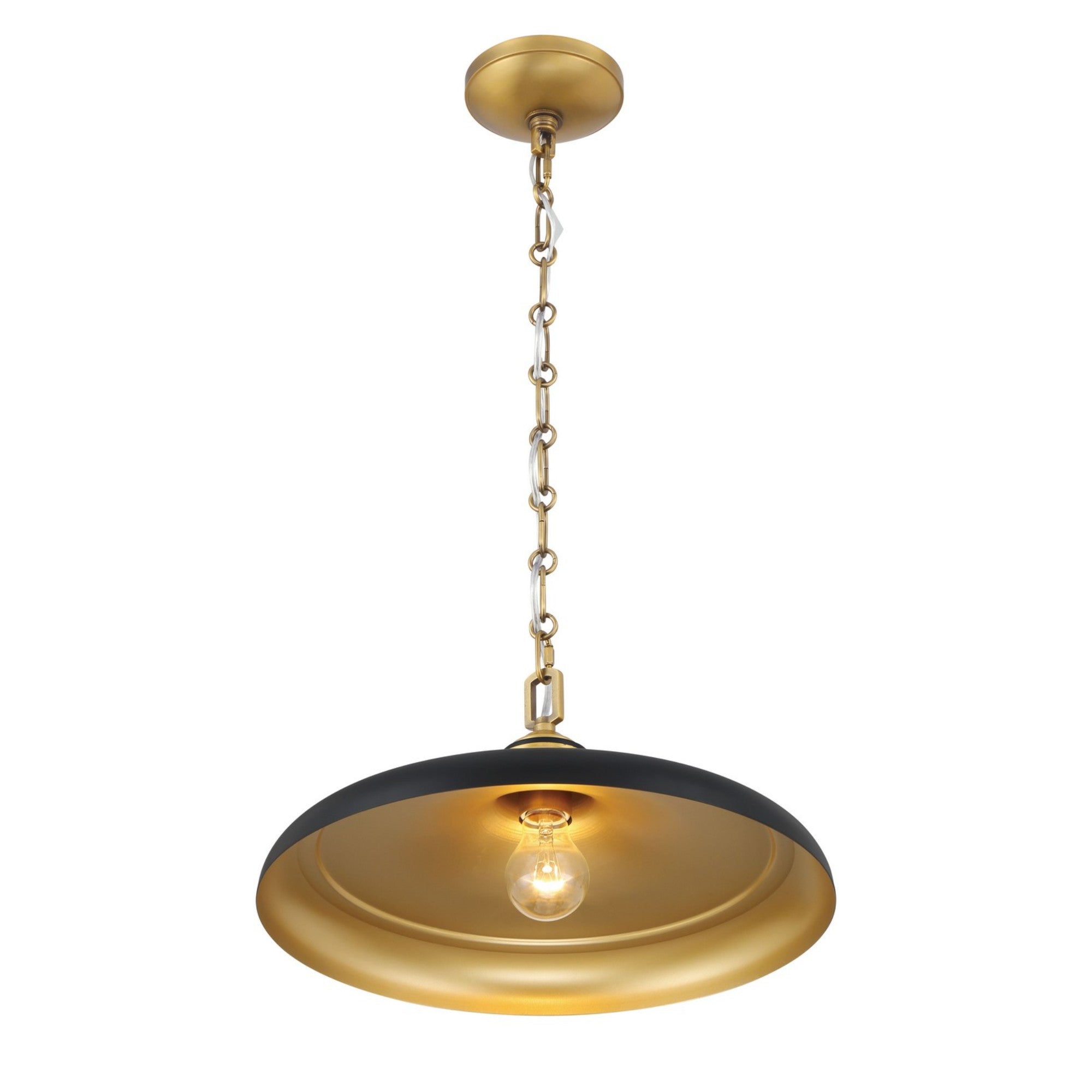 Crowne 16" Pendant, Legacy Brass & Dark Matte Black Finish - Bees Lighting