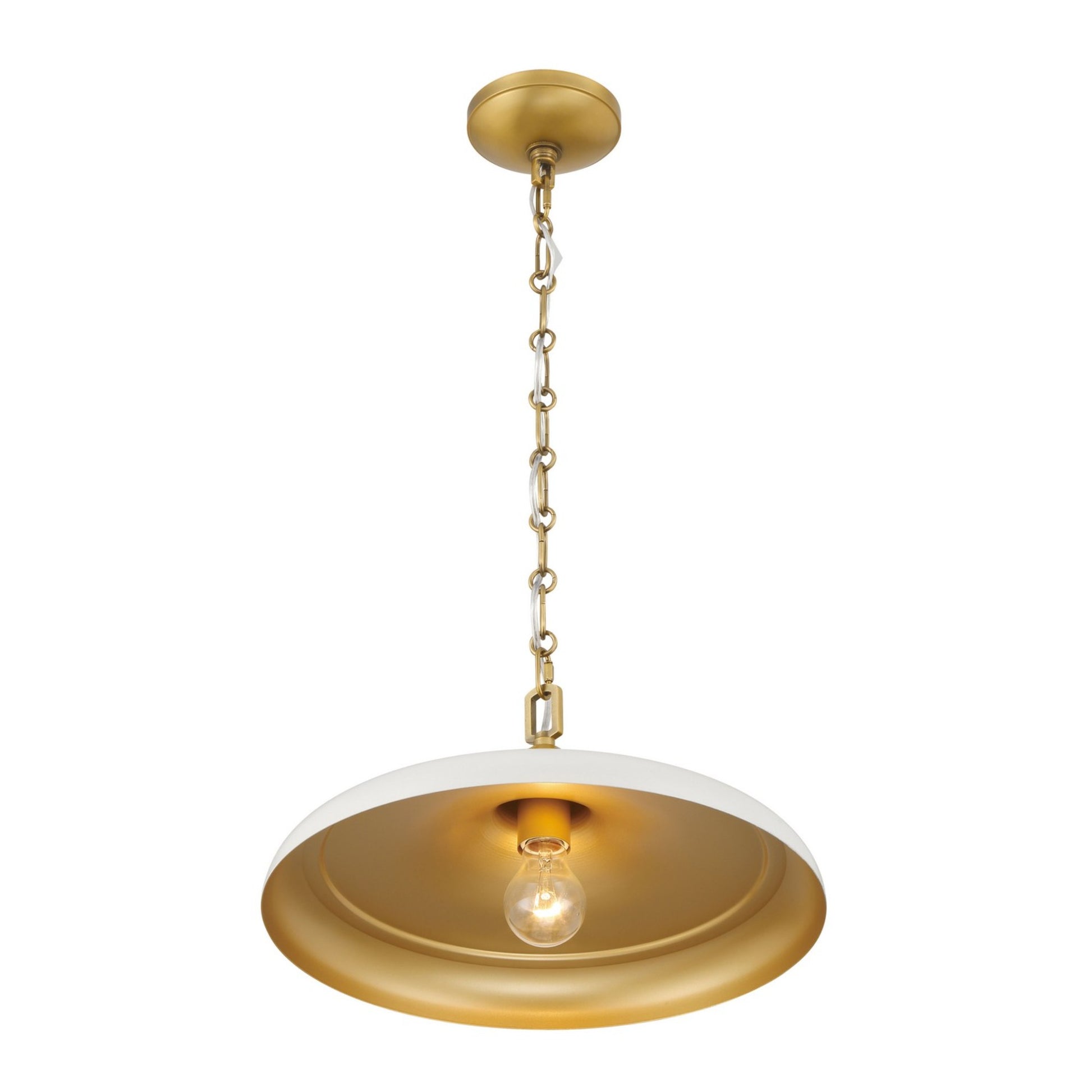 Crowne 16" Pendant, Legacy Brass & Off White Cream Finish - Bees Lighting