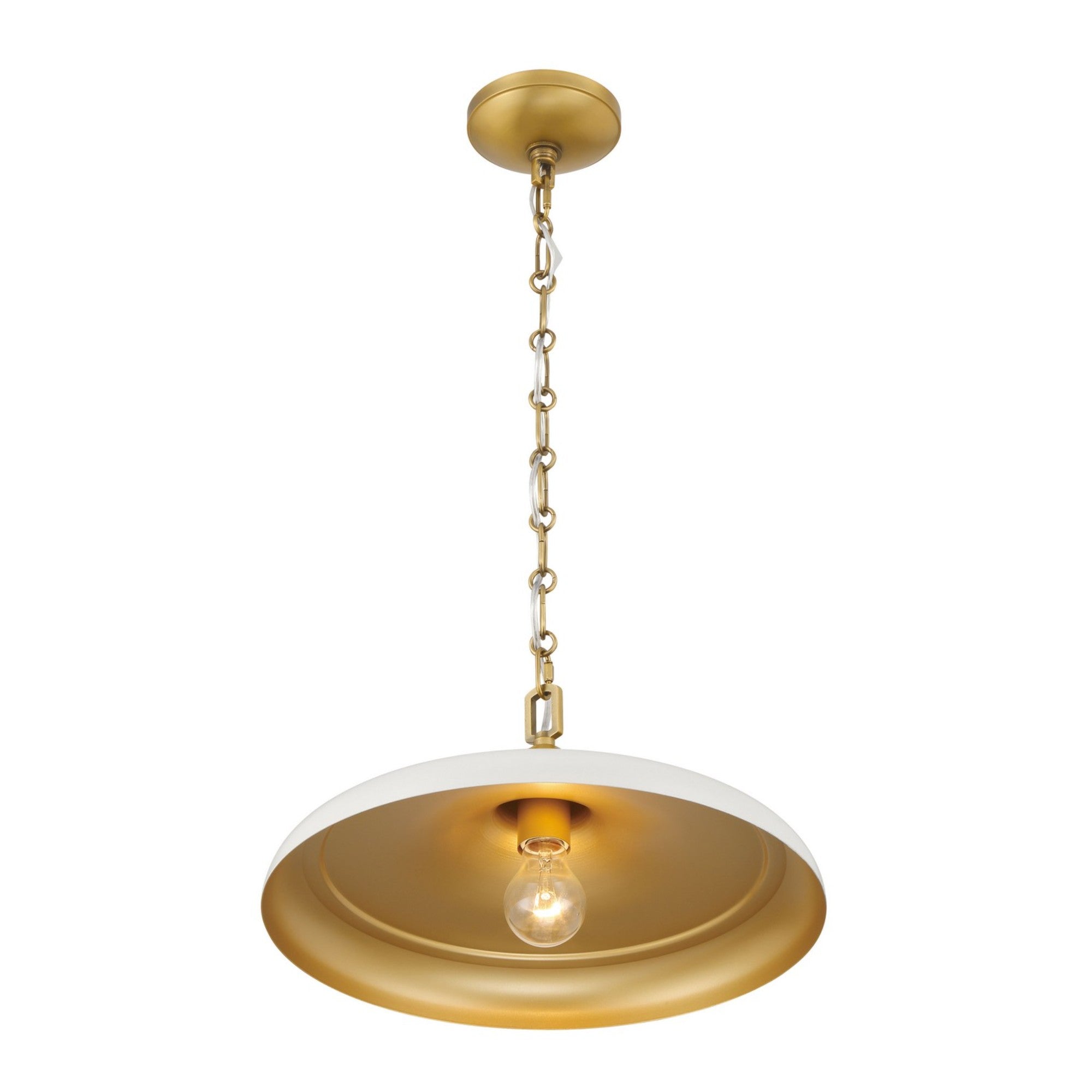 Crowne 16" Pendant, Legacy Brass & Off White Cream Finish - Bees Lighting