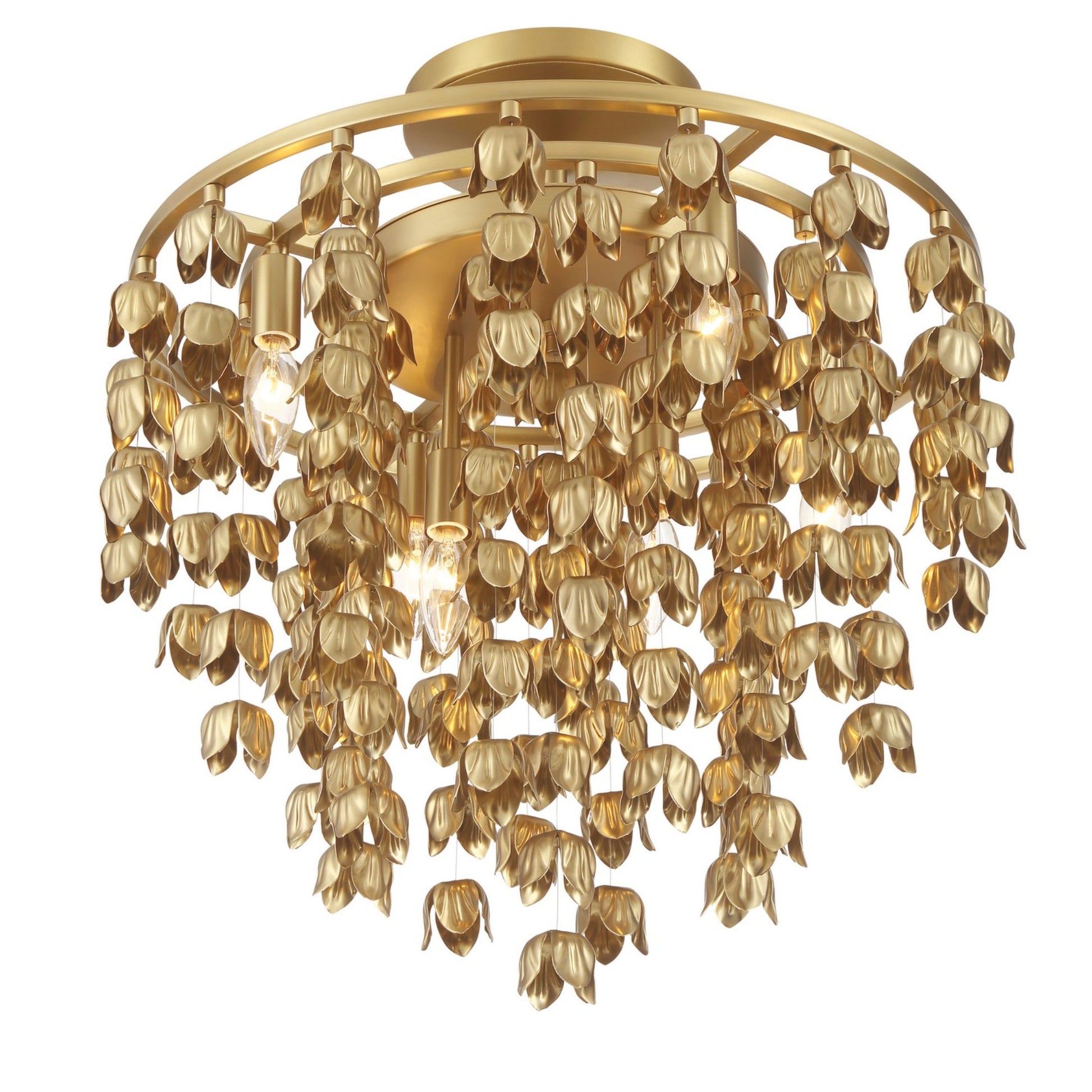 Ashgrove 21" 6-Light Semi-Flush Mount, Legacy Brass Finish - Bees Lighting