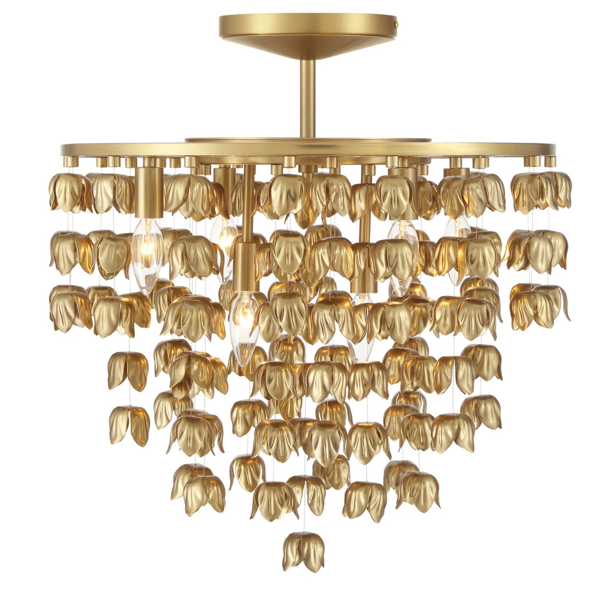 Ashgrove 21" 6-Light Semi-Flush Mount, Legacy Brass Finish - Bees Lighting