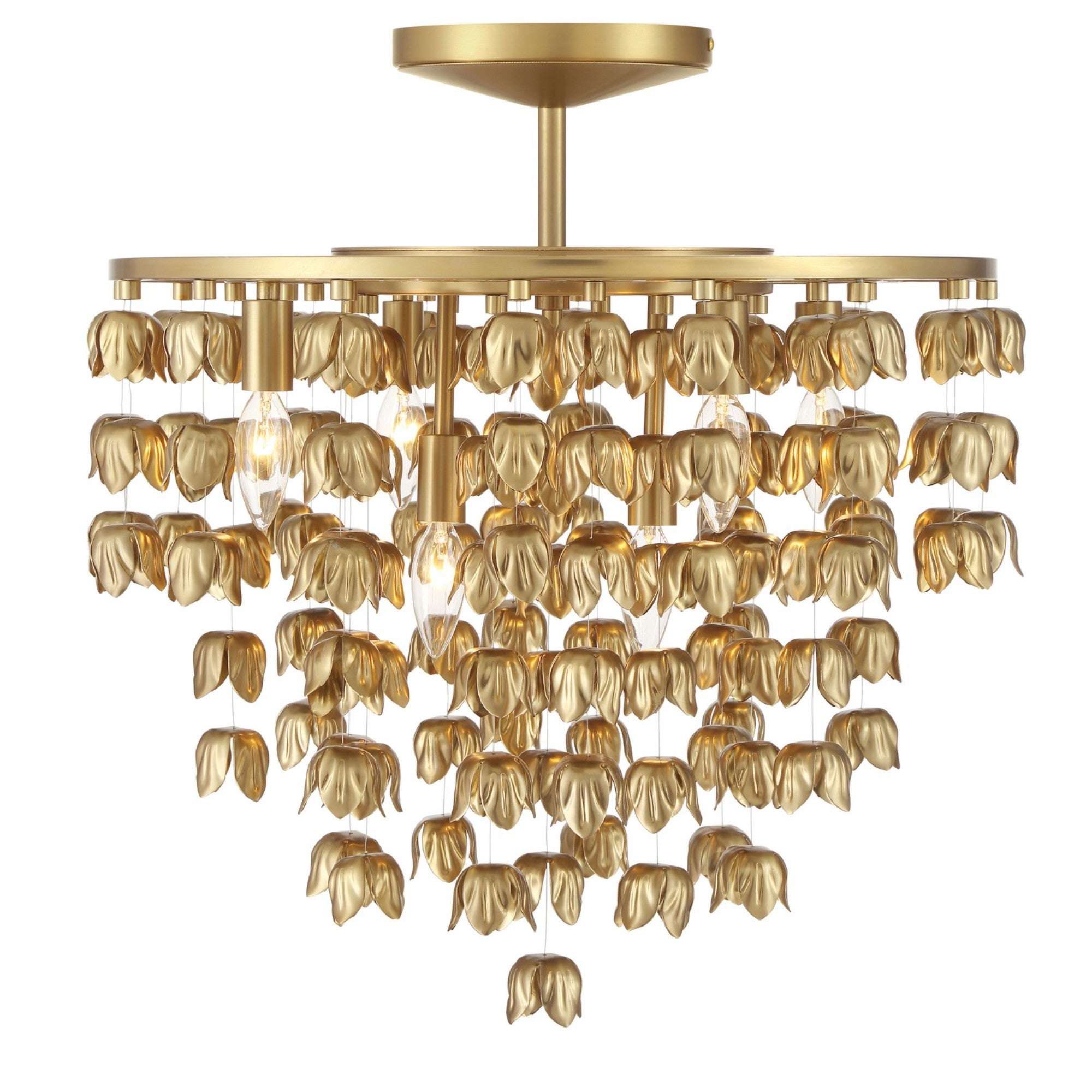Ashgrove 21" 6-Light Semi-Flush Mount, Legacy Brass Finish - Bees Lighting