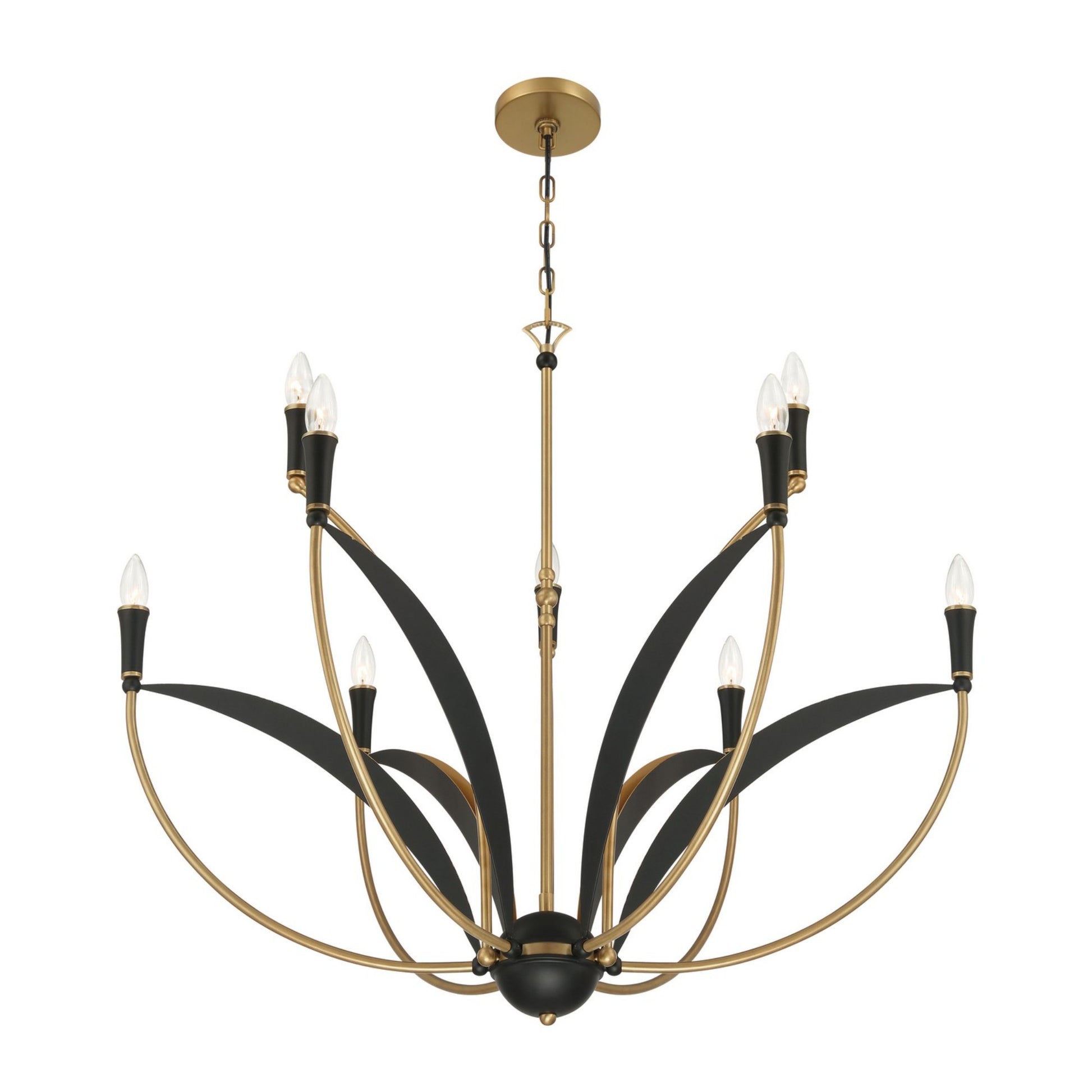 Miller 36" 9-Light Chandelier, Legacy Brass & Sand Coal Finish - Bees Lighting
