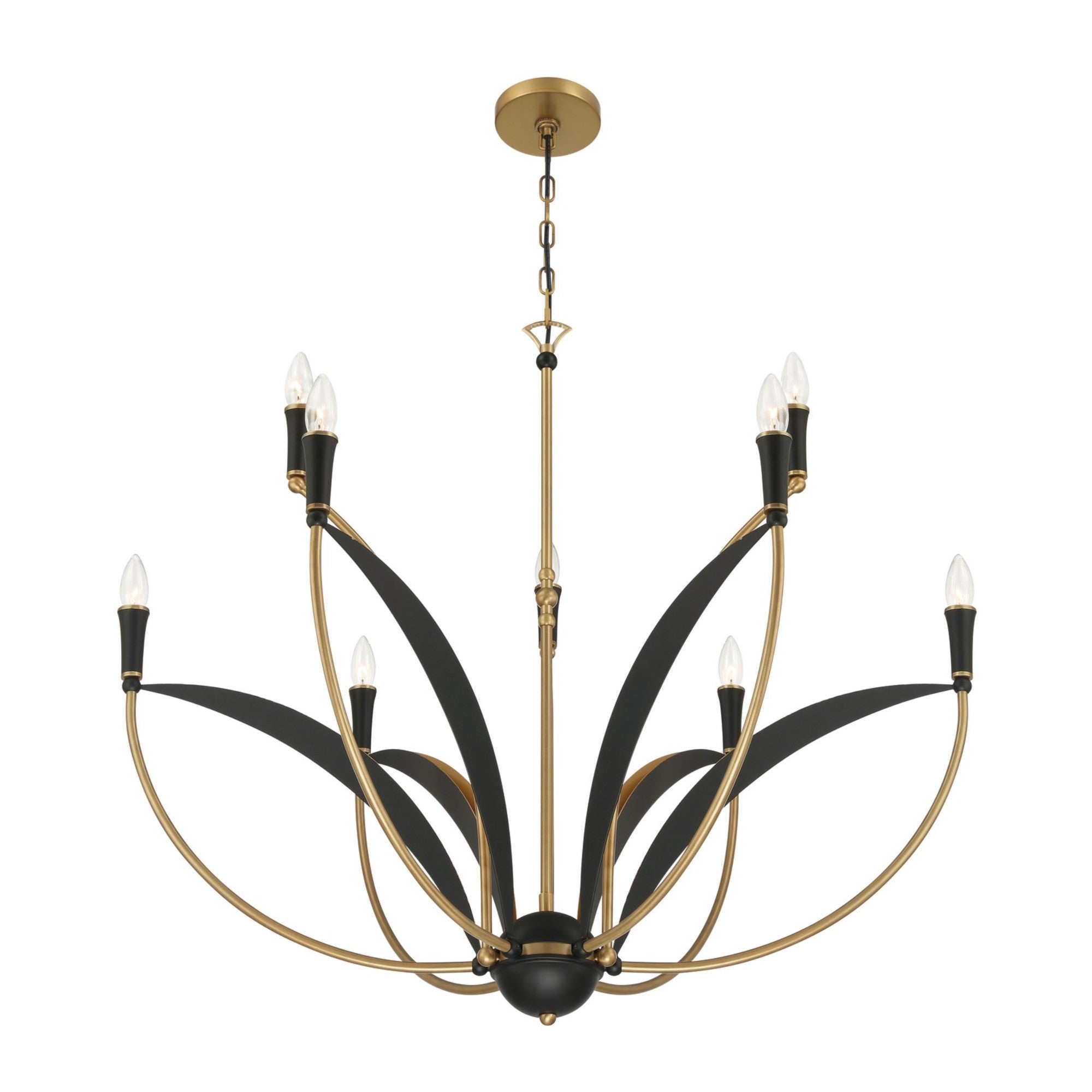 Miller 36" 9-Light Chandelier, Legacy Brass & Sand Coal Finish - Bees Lighting