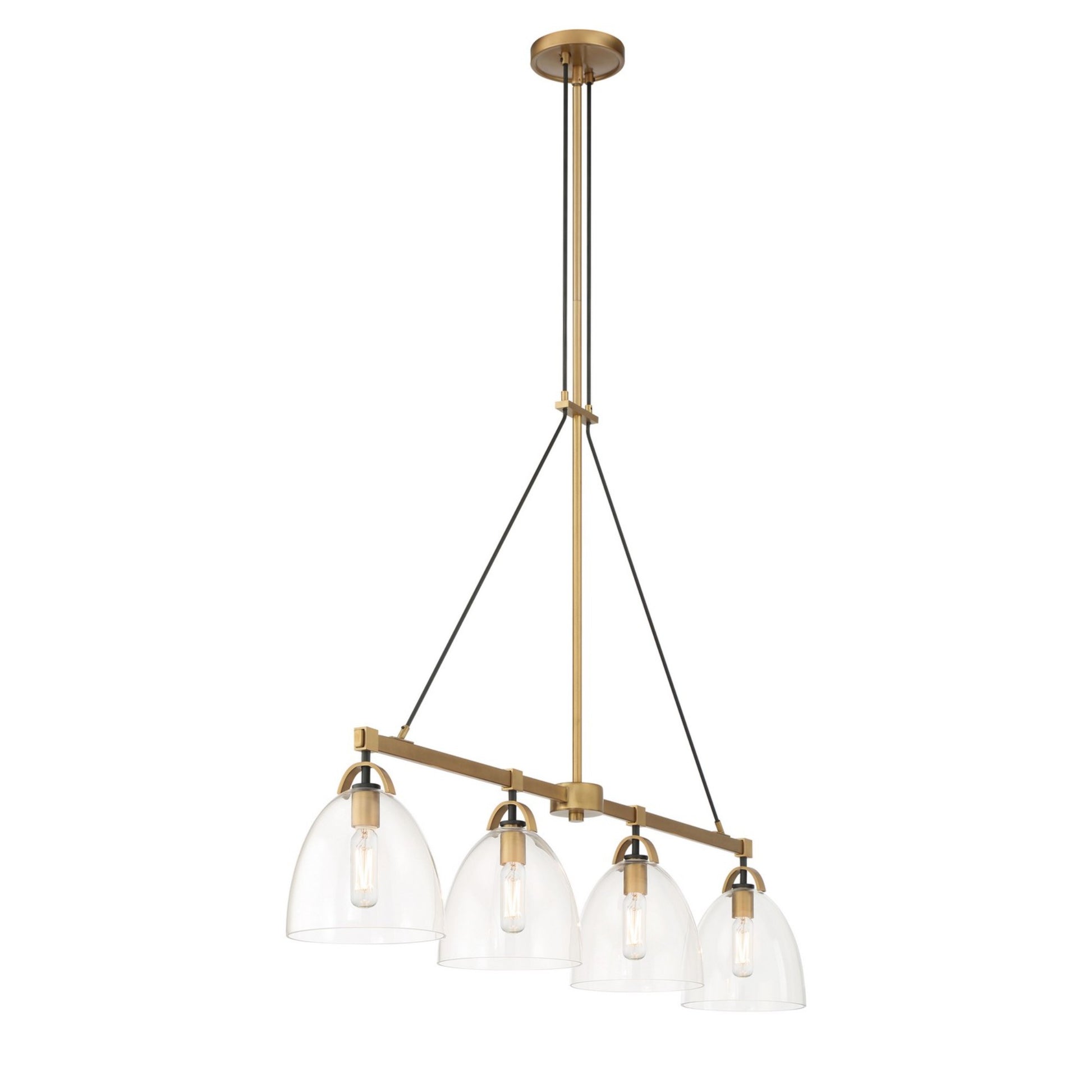 Sommersby 46" 4-Light Island Light, Legacy Brass & Matte Coal Finish - Bees Lighting