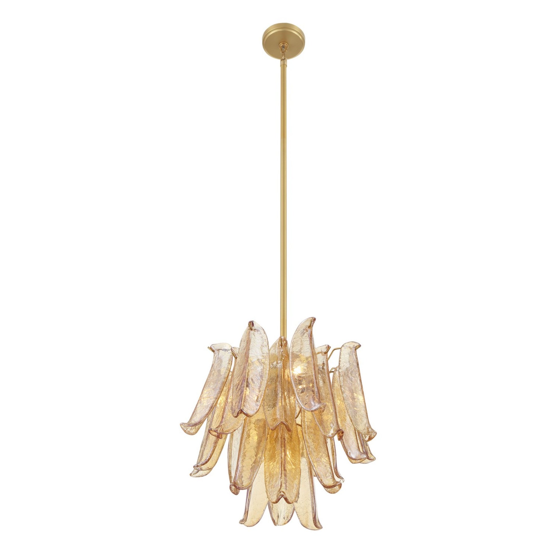 Regent 18" 4-Light Chandelier, Legacy Brass with Amber Glass Finish - Bees Lighting