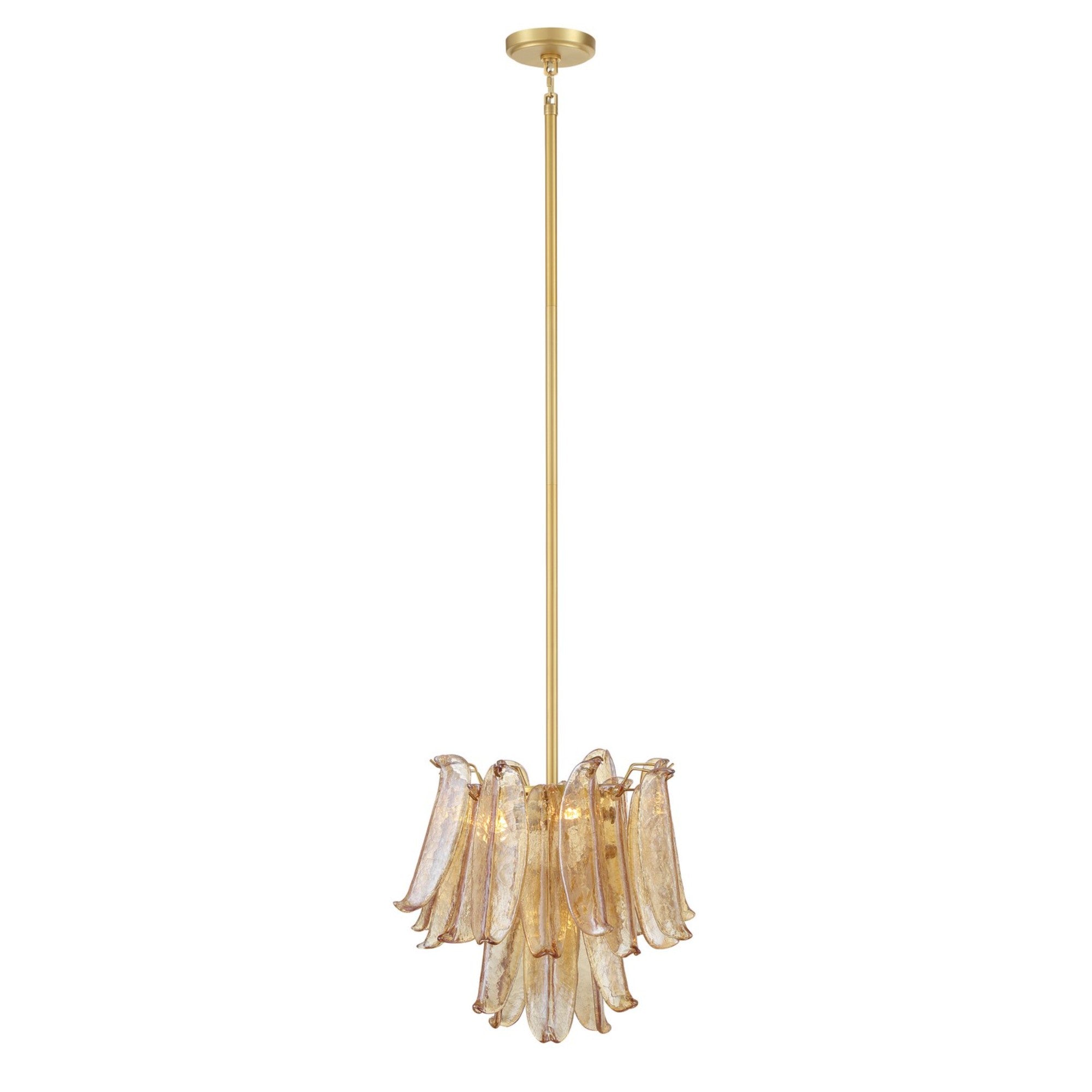 Regent 18" 4-Light Chandelier, Legacy Brass with Amber Glass Finish - Bees Lighting