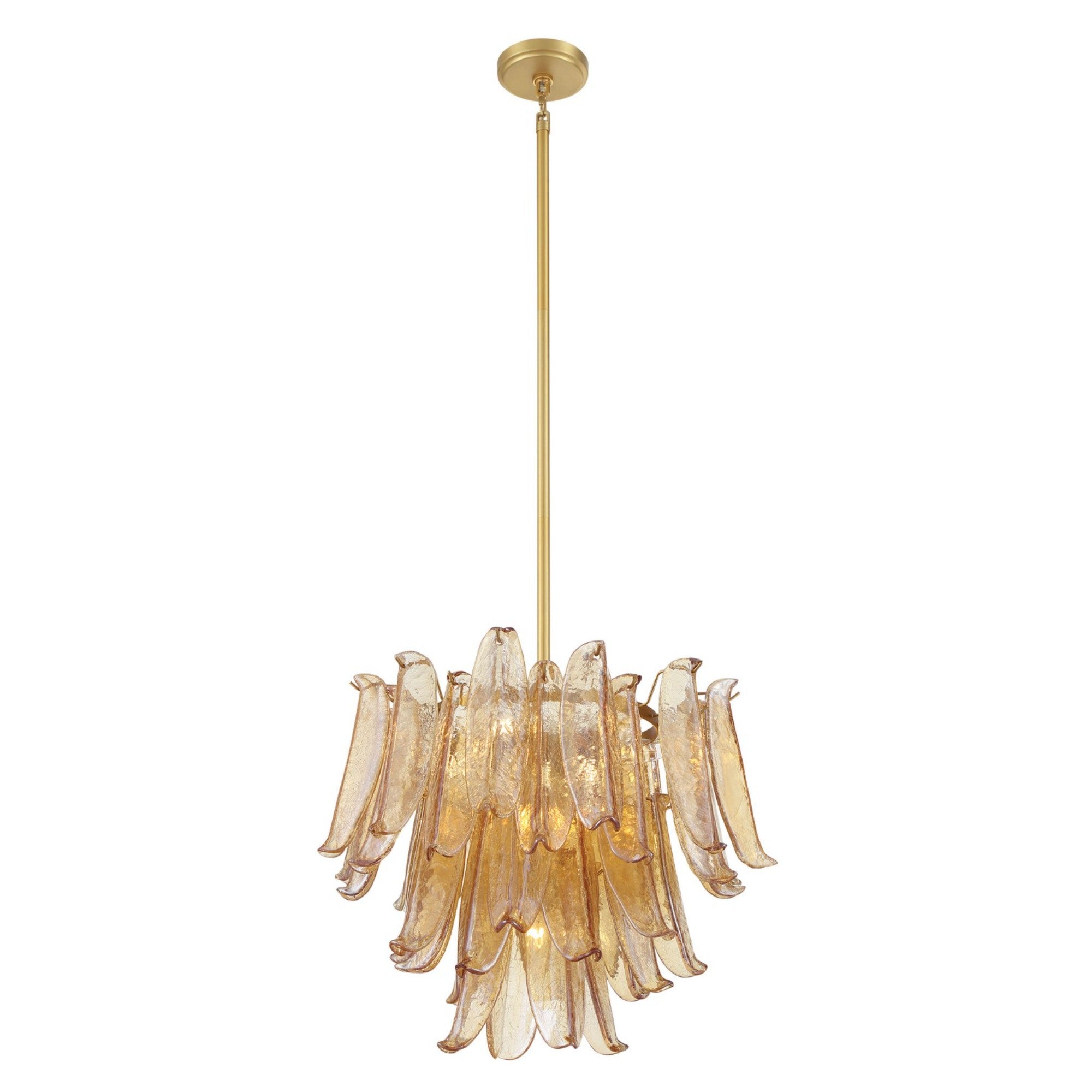 Regent 23" 9-Light Chandelier, Legacy Brass with Amber Glass Finish - Bees Lighting