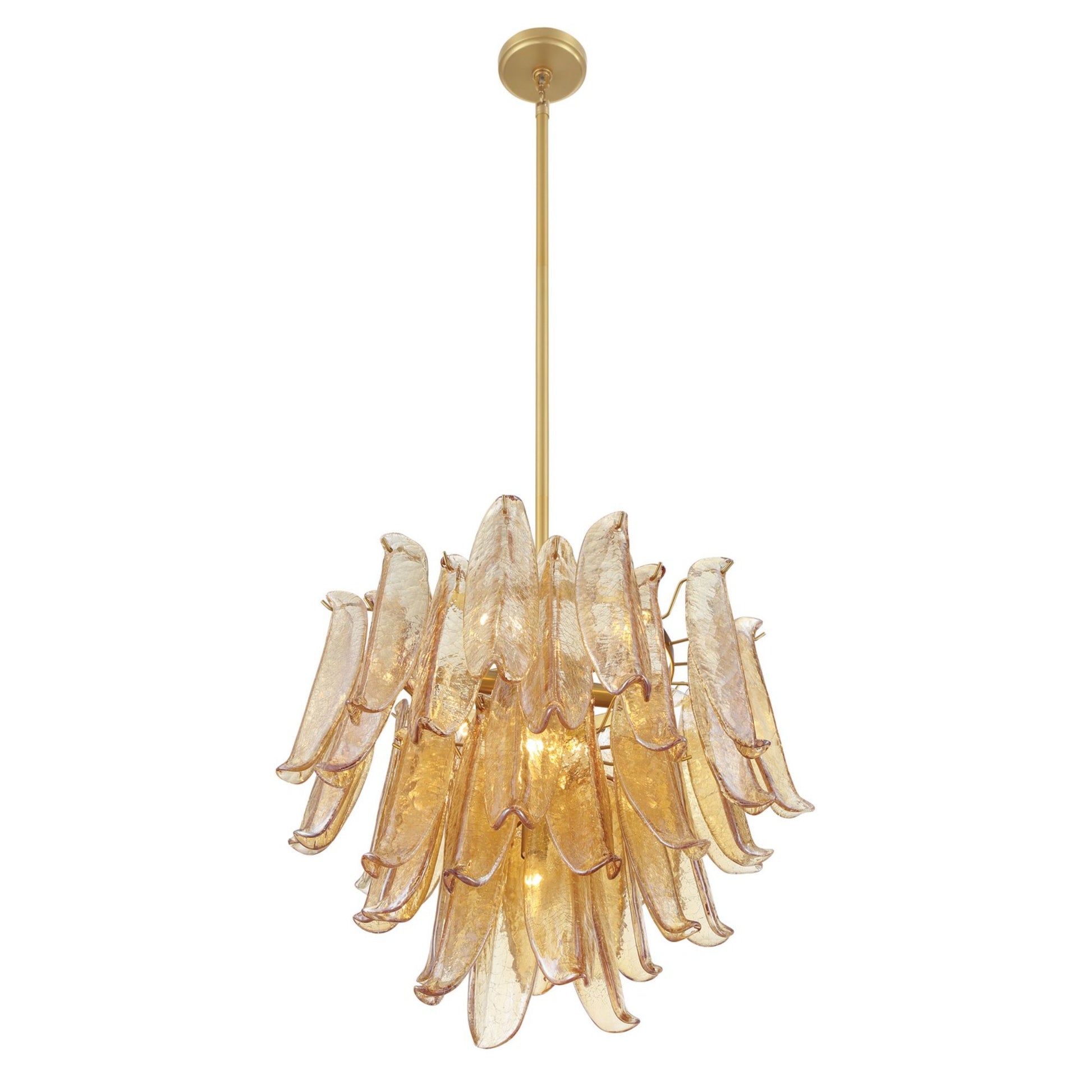 Regent 23" 9-Light Chandelier, Legacy Brass with Amber Glass Finish - Bees Lighting