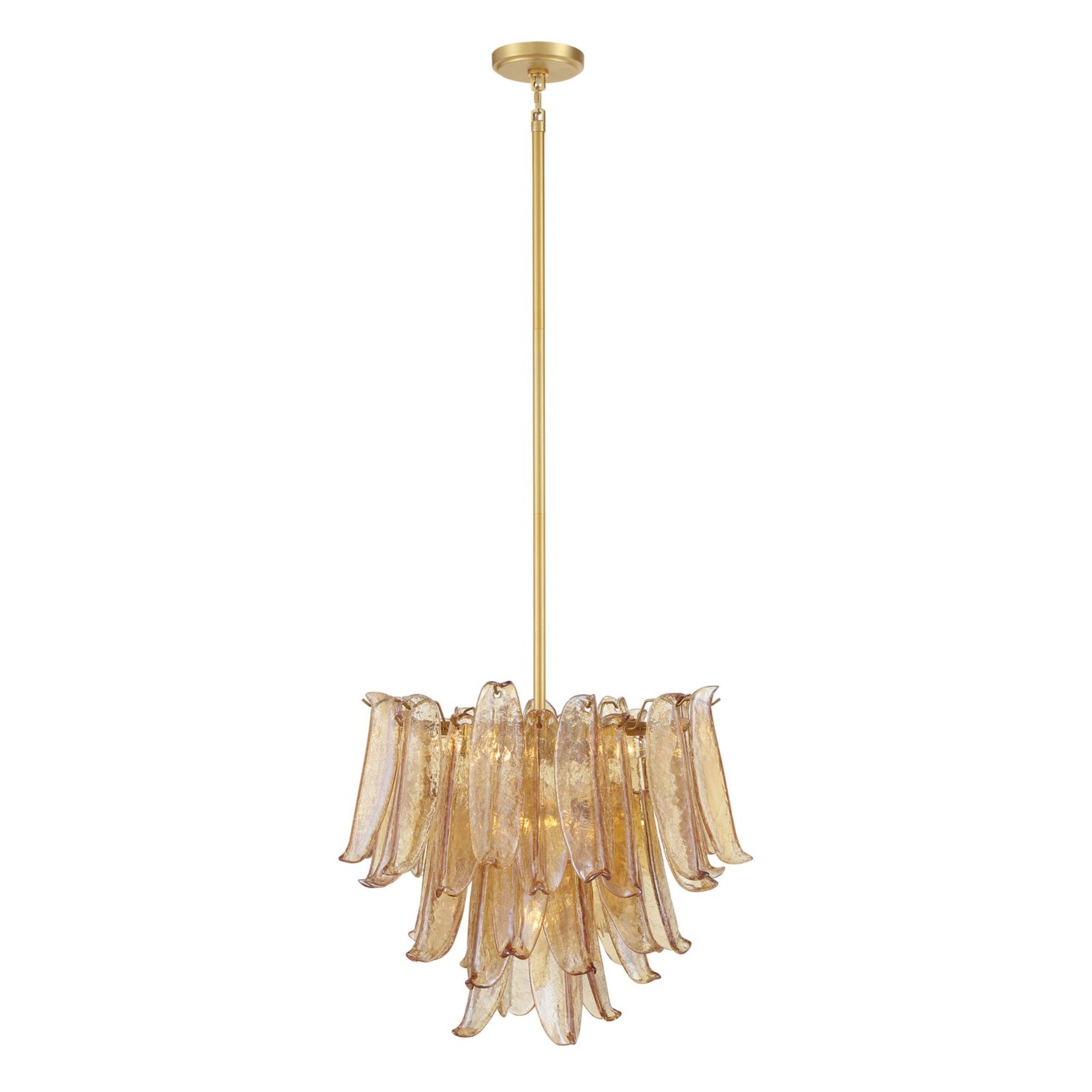 Regent 23" 9-Light Chandelier, Legacy Brass with Amber Glass Finish - Bees Lighting