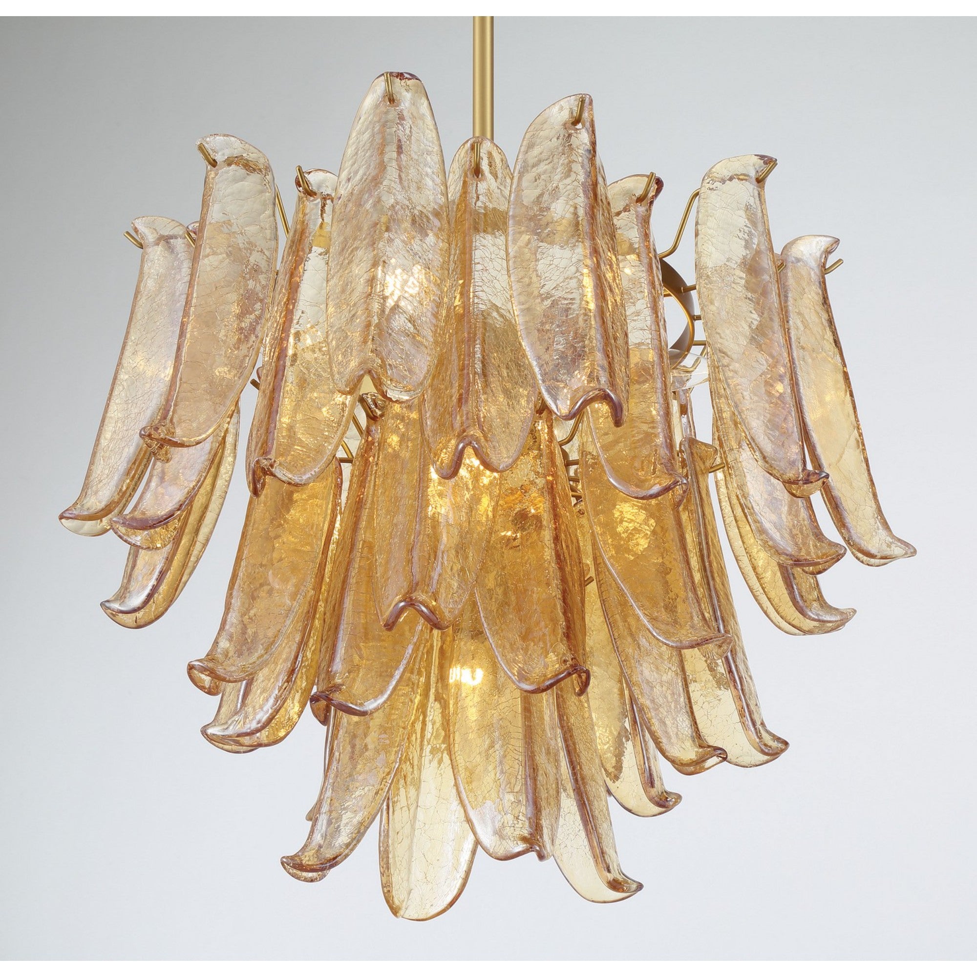 Regent 23" 9-Light Chandelier, Legacy Brass with Amber Glass Finish - Bees Lighting