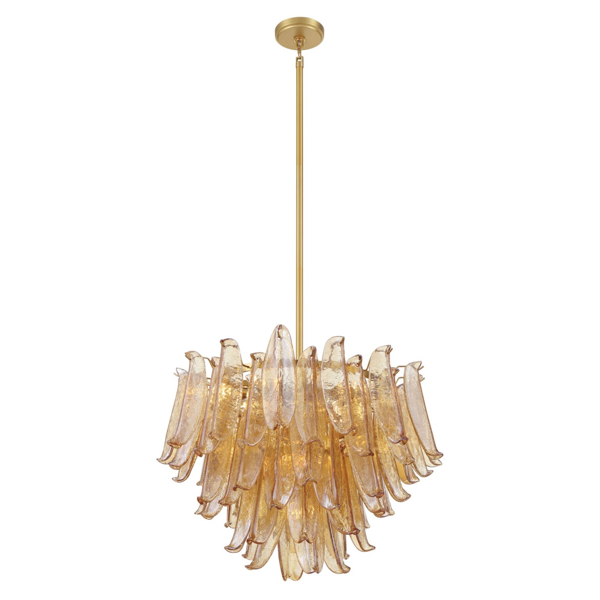 Regent 28" 13-Light Chandelier, Legacy Brass with Amber Glass Finish - Bees Lighting