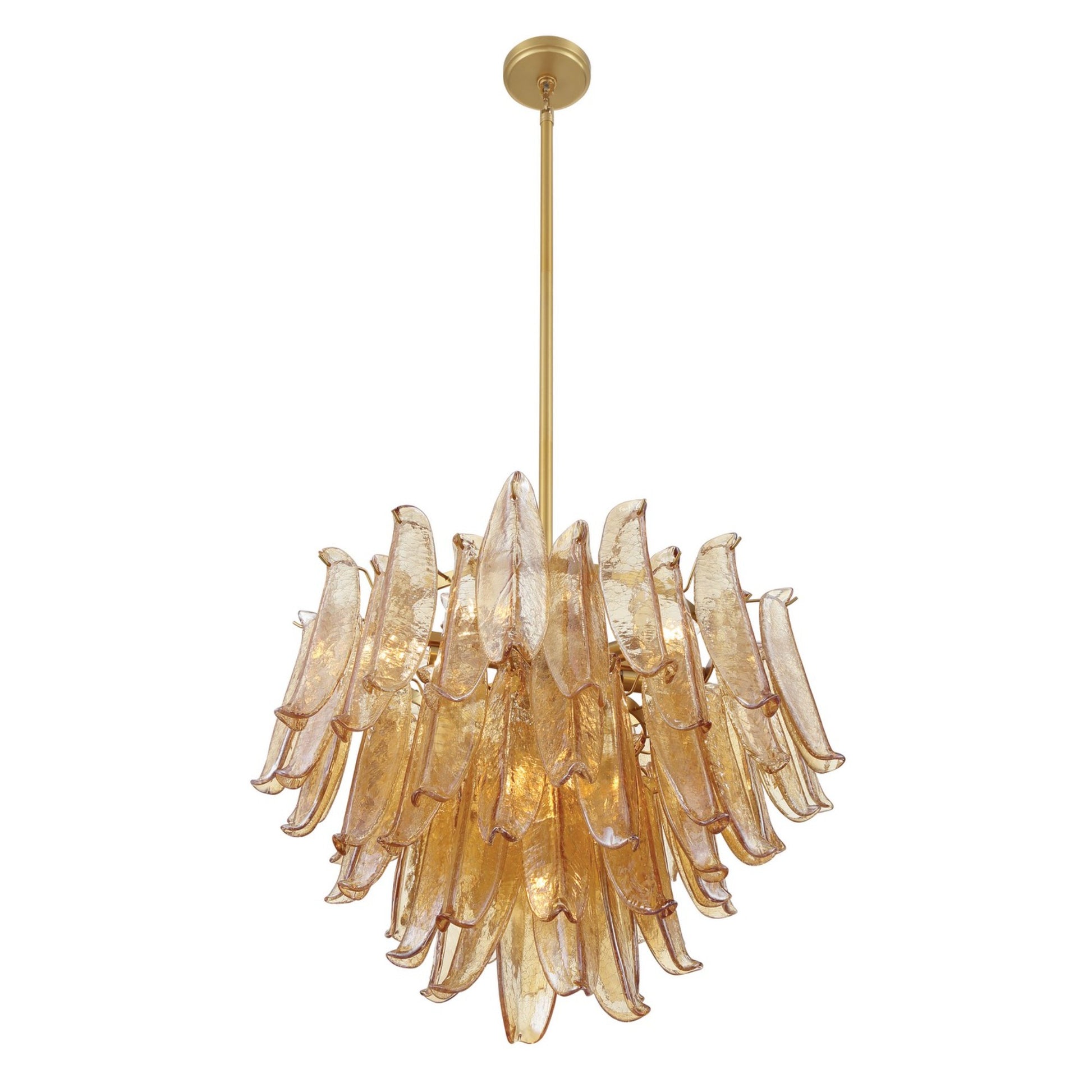 Regent 28" 13-Light Chandelier, Legacy Brass with Amber Glass Finish - Bees Lighting