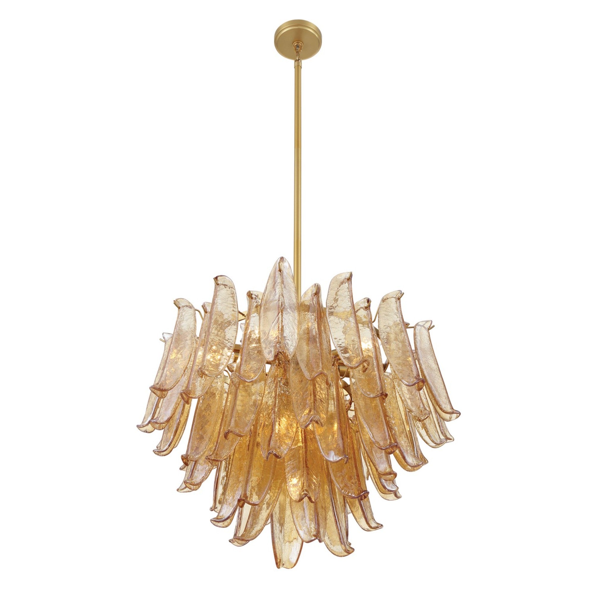 Regent 28" 13-Light Chandelier, Legacy Brass with Amber Glass Finish - Bees Lighting