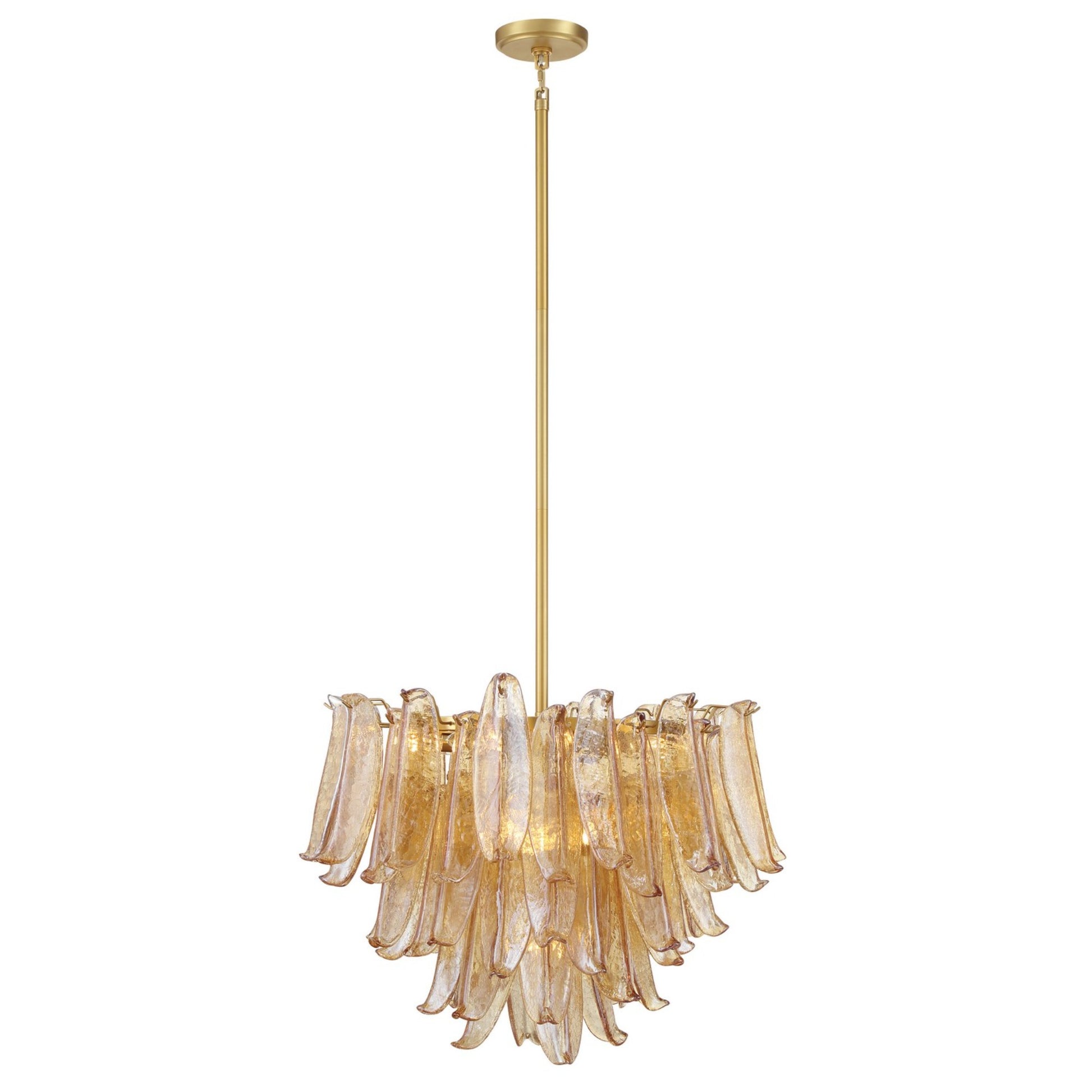 Regent 28" 13-Light Chandelier, Legacy Brass with Amber Glass Finish - Bees Lighting