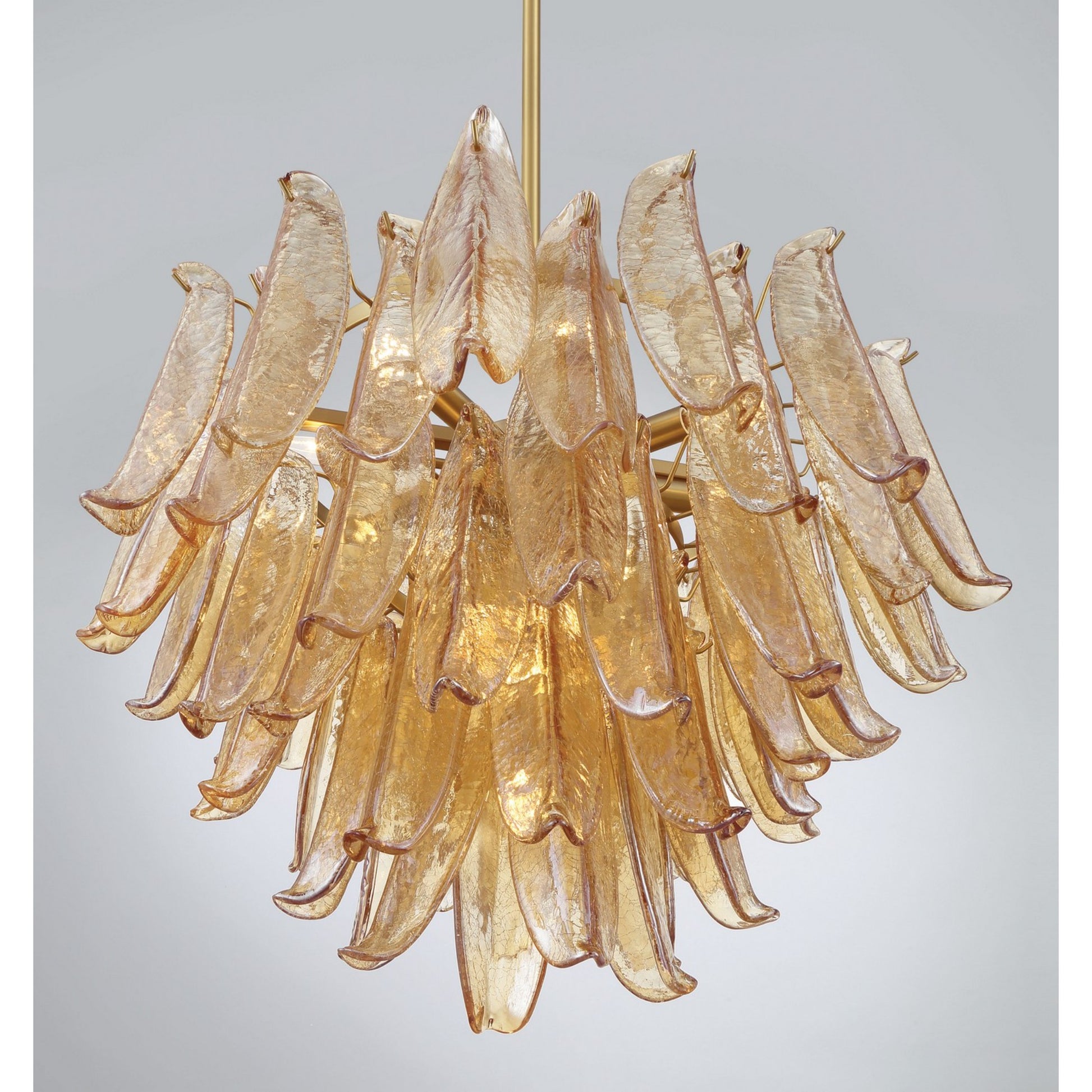 Regent 28" 13-Light Chandelier, Legacy Brass with Amber Glass Finish - Bees Lighting