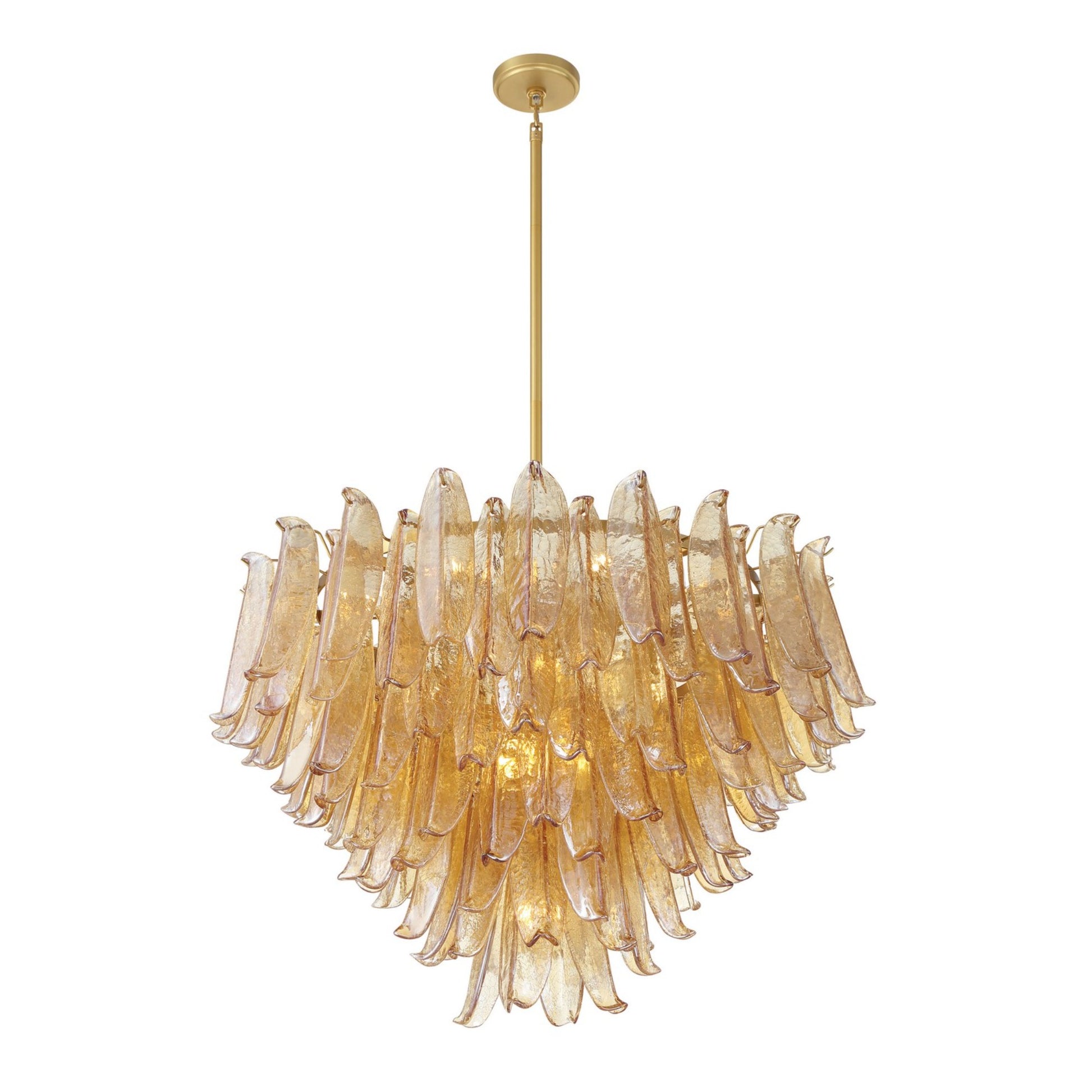 Regent 37" 17-Light Chandelier, Legacy Brass with Amber Glass Finish - Bees Lighting
