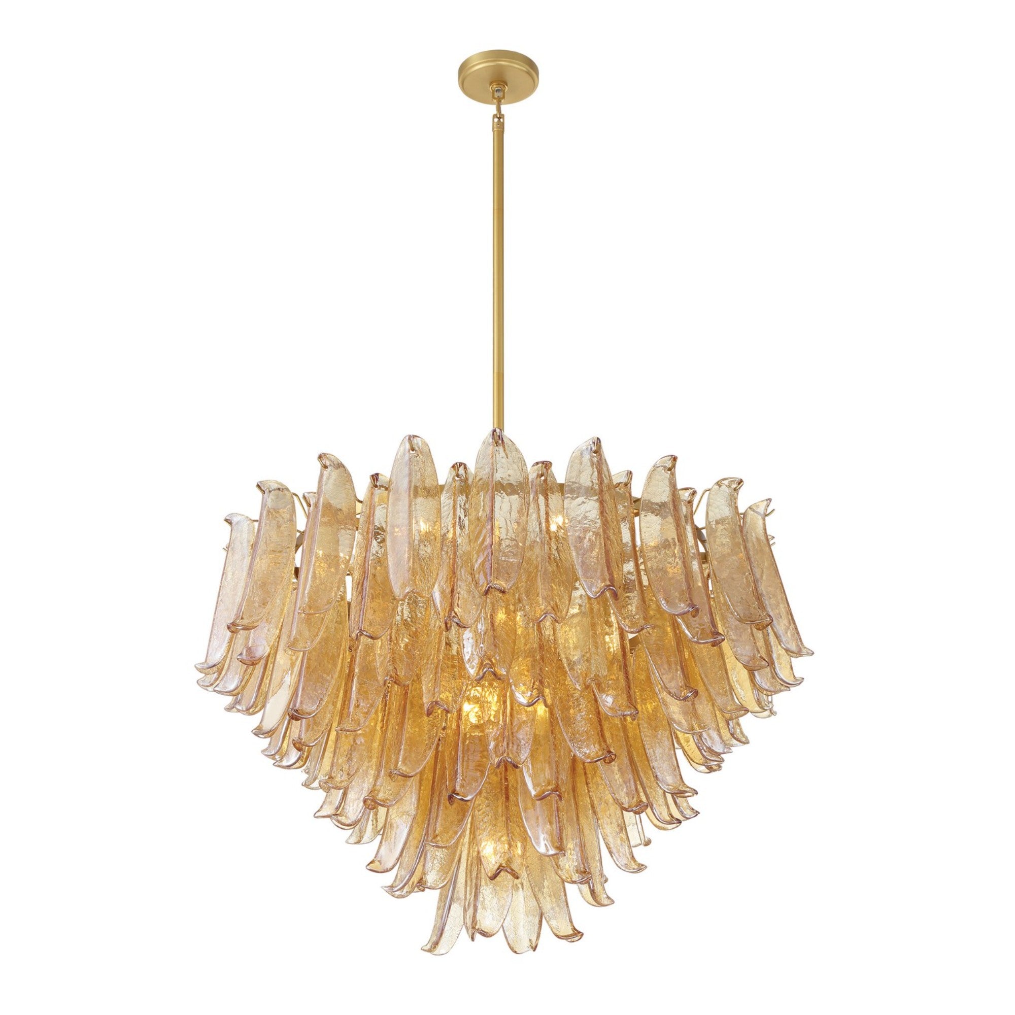 Regent 37" 17-Light Chandelier, Legacy Brass with Amber Glass Finish - Bees Lighting