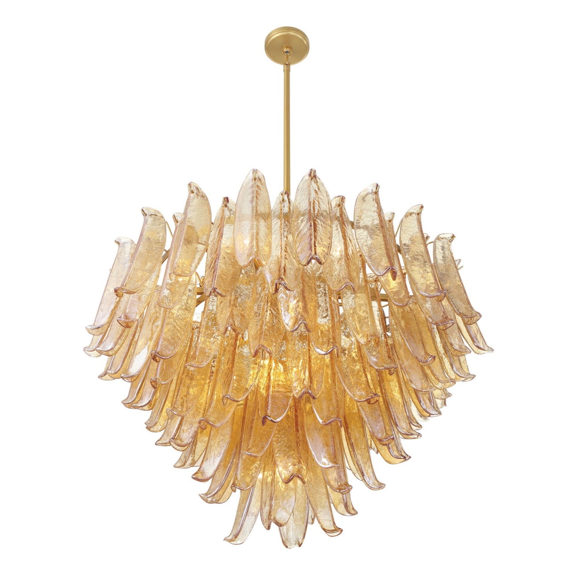 Regent 37" 17-Light Chandelier, Legacy Brass with Amber Glass Finish - Bees Lighting
