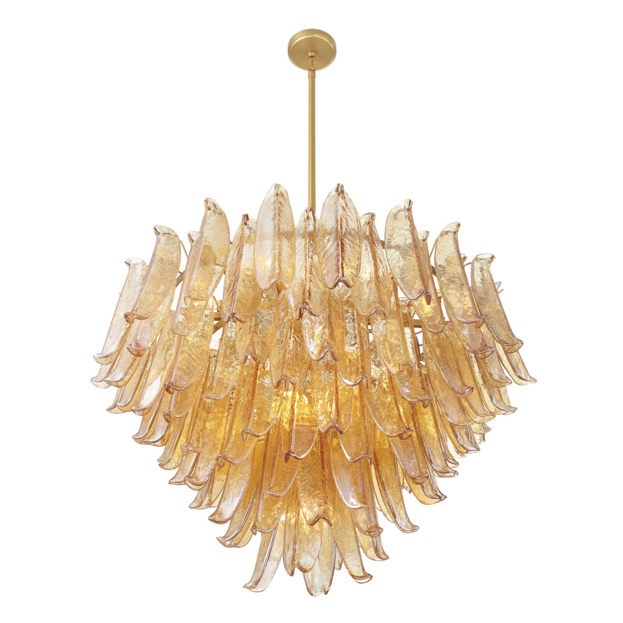 Regent 37" 17-Light Chandelier, Legacy Brass with Amber Glass Finish - Bees Lighting