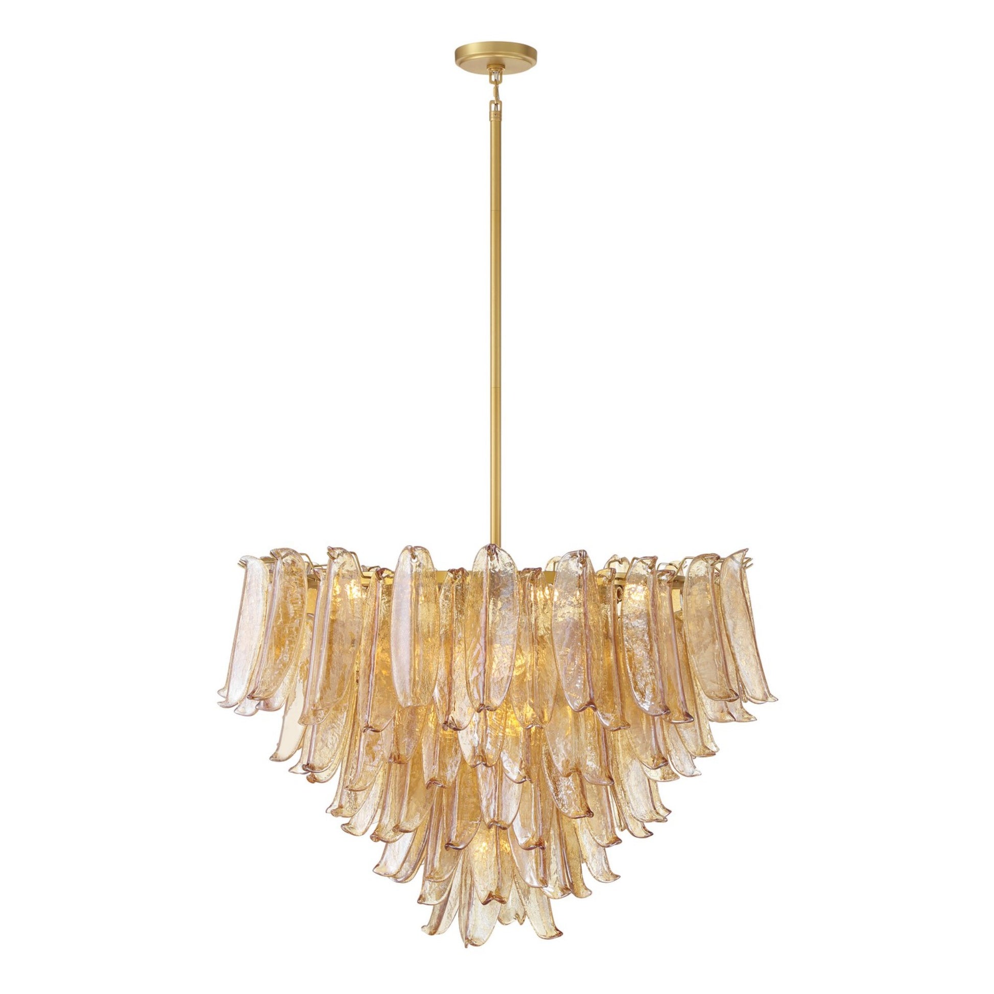 Regent 37" 17-Light Chandelier, Legacy Brass with Amber Glass Finish - Bees Lighting
