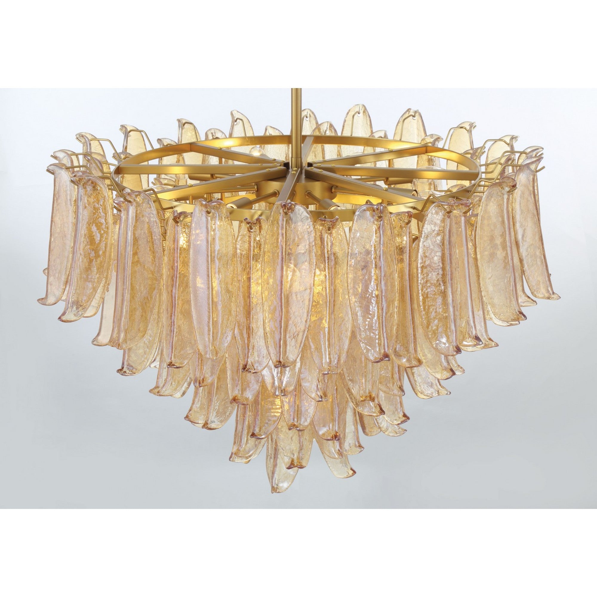 Regent 37" 17-Light Chandelier, Legacy Brass with Amber Glass Finish - Bees Lighting