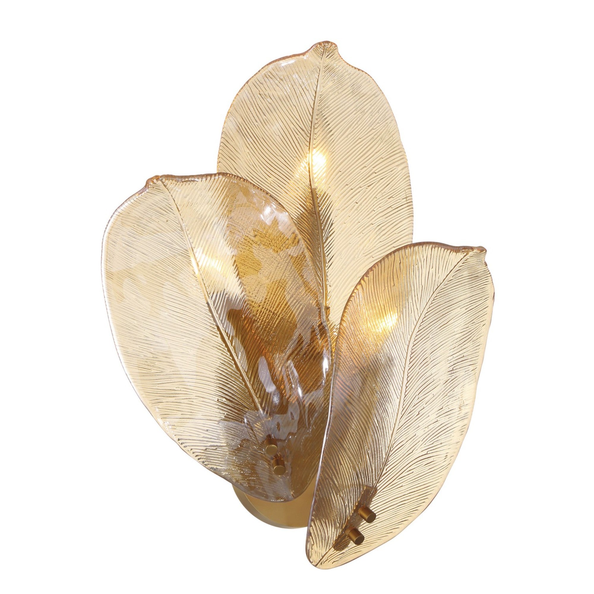Orchid 18" 3-Light Wall Sconce, Legacy Brass with Amber Glass Finish - Bees Lighting