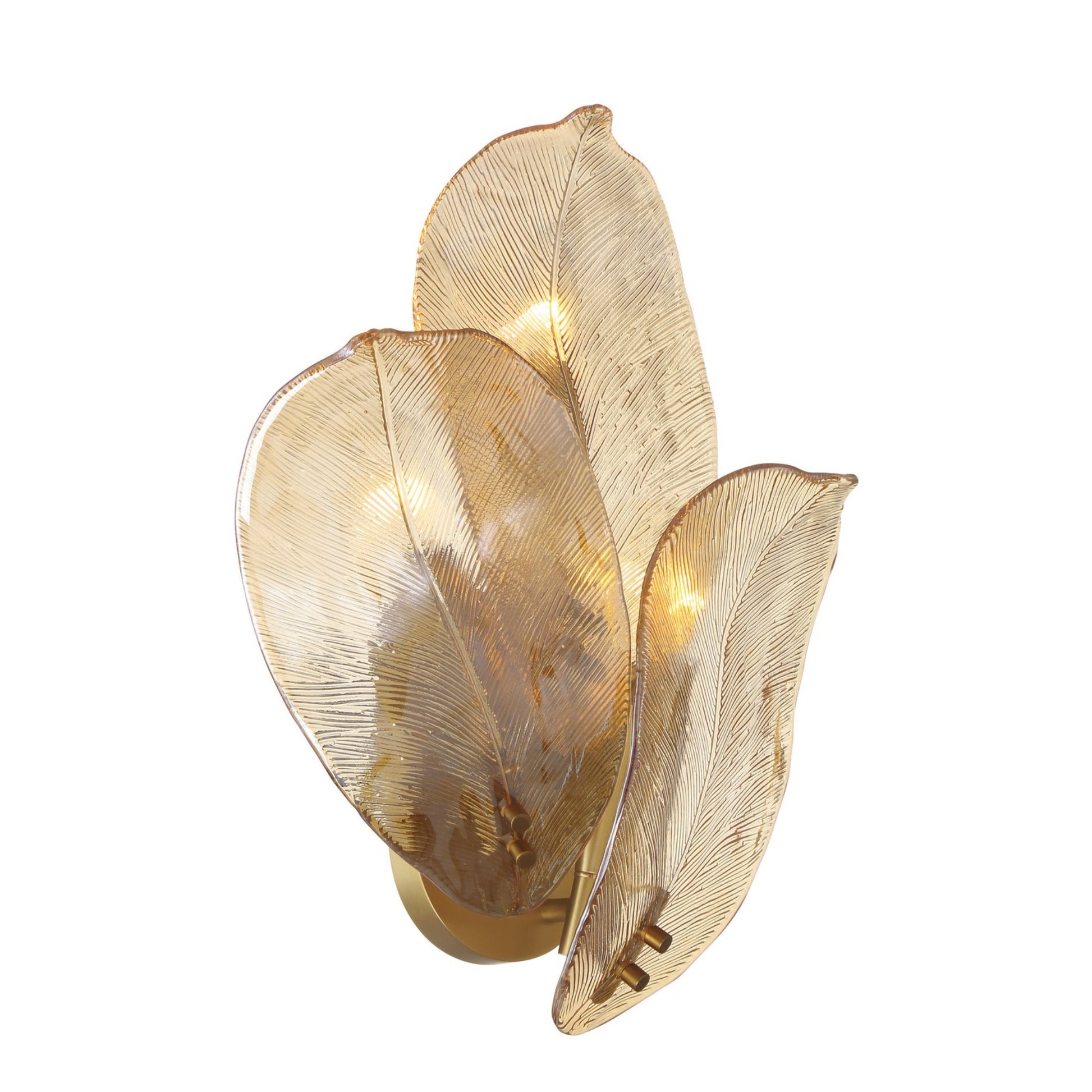 Orchid 18" 3-Light Wall Sconce, Legacy Brass with Amber Glass Finish - Bees Lighting